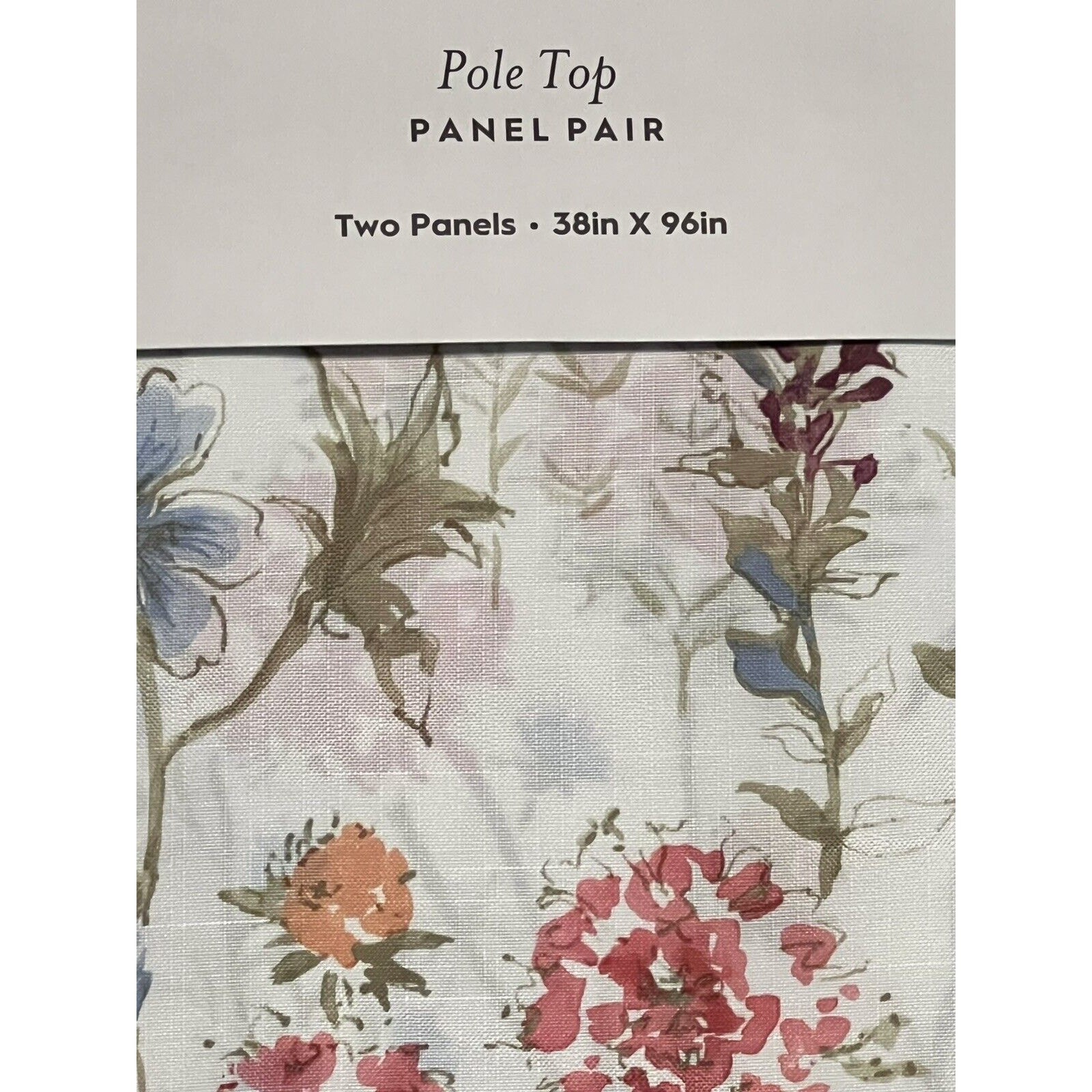 LAURA ASHLEY Wild Meadow Floral Window Curtains 2 Panels 38×96” Orange Blue Pink