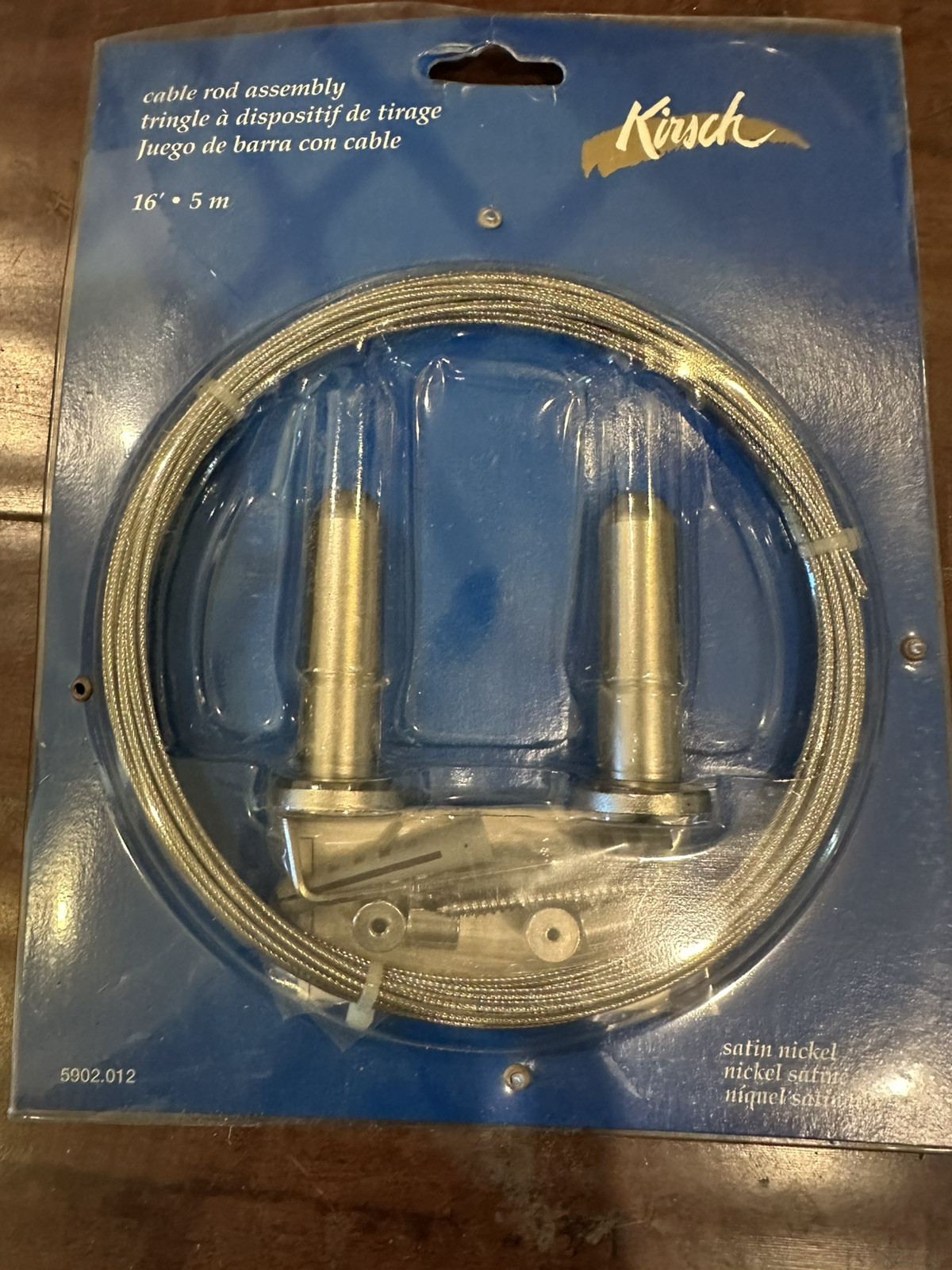 Kirsch Cable Rod Assembly 16′ Feet Satin Nickel Ceiling Inside Outside Mount