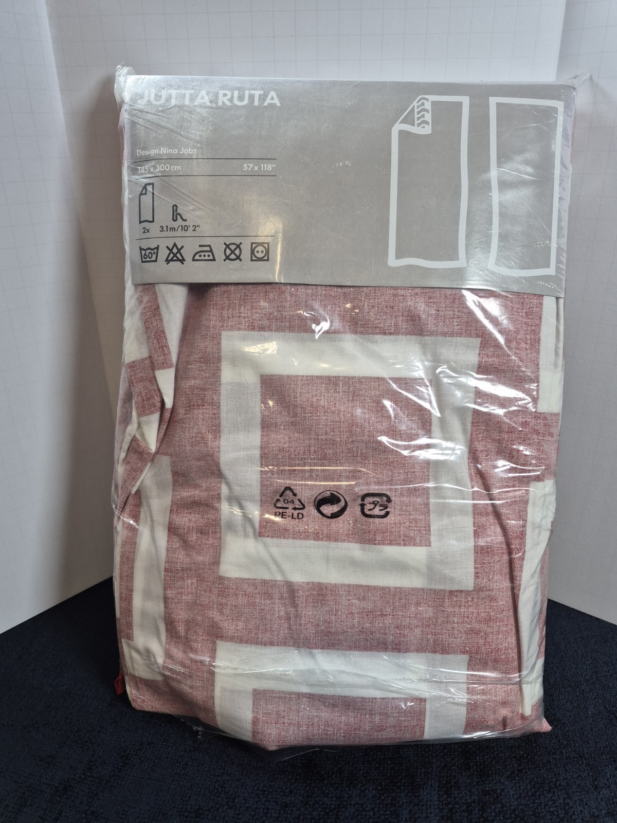 Ikea 2 Red White Pocket Curtain Window Panels 57×118 ea Nina Jobs Modern Design