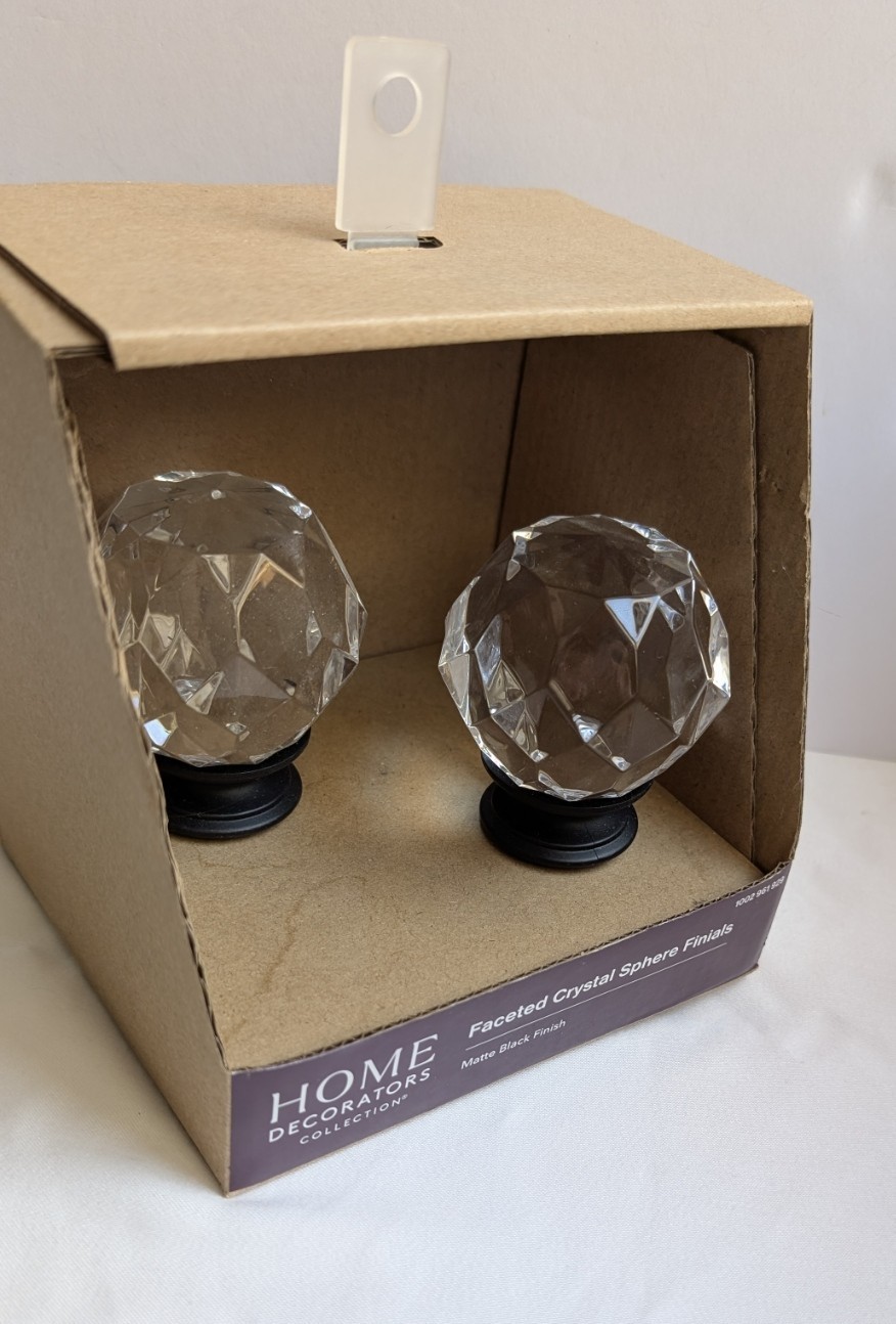 Crystal Sphere Curtain Rod Finials – Matte Black – Home Decorators Collection