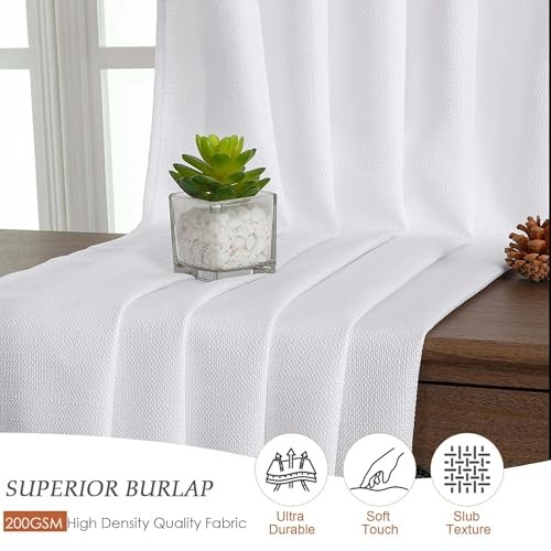 Kitchen Curtains 36 Inch Length 2 Panels, Light 30″W x 36″L (Pack of 2) White
