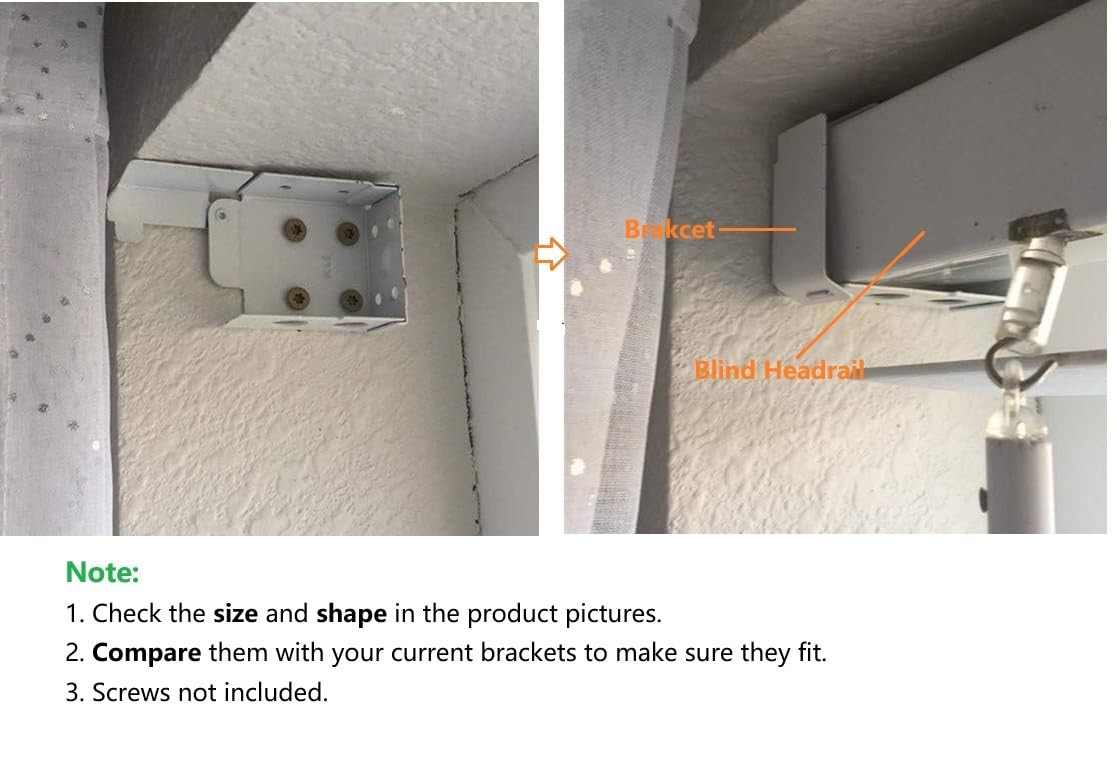 2-Pack Box Mounting Brackets for Low Profile Horizontal Blinds 1-3/4 x 2-1/2