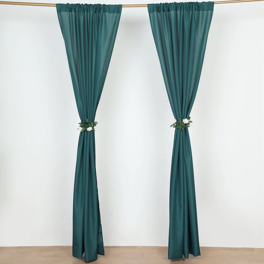 TEAL 2 Drapery Panels 8 ft Polyester Backdrop CURTAINS Rod Pockets Party Events