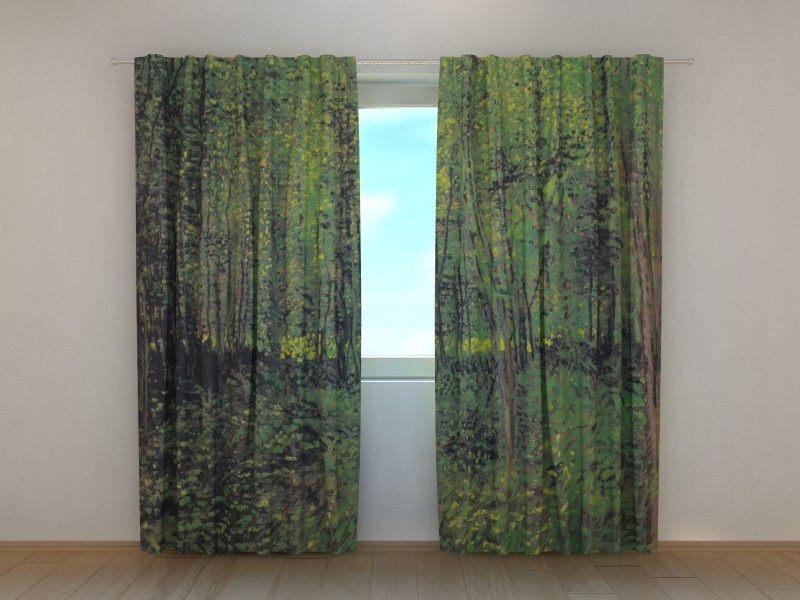 Curtain Bedroom Art Vincent van Gogh Trees and Undergrowth Printed Wellmira 3D