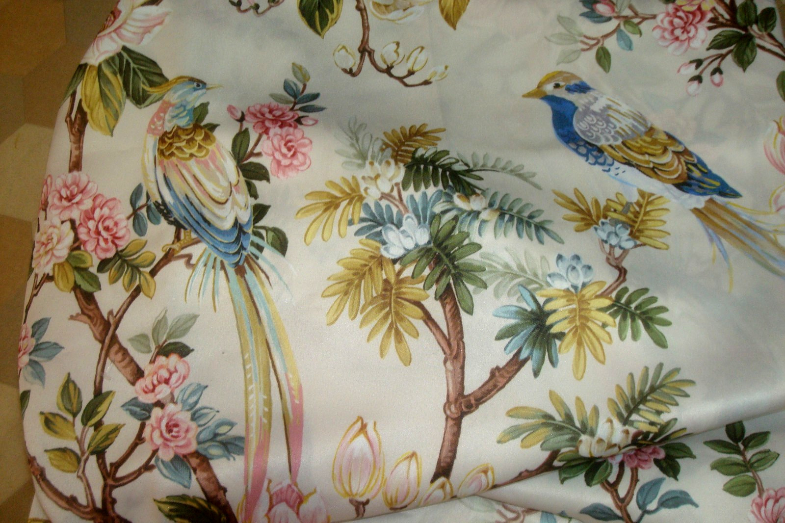 NWT Envogue 2 pc Window Curtains Fancy Dogwood Floral w/ Birds ea 37″ x 84″lg