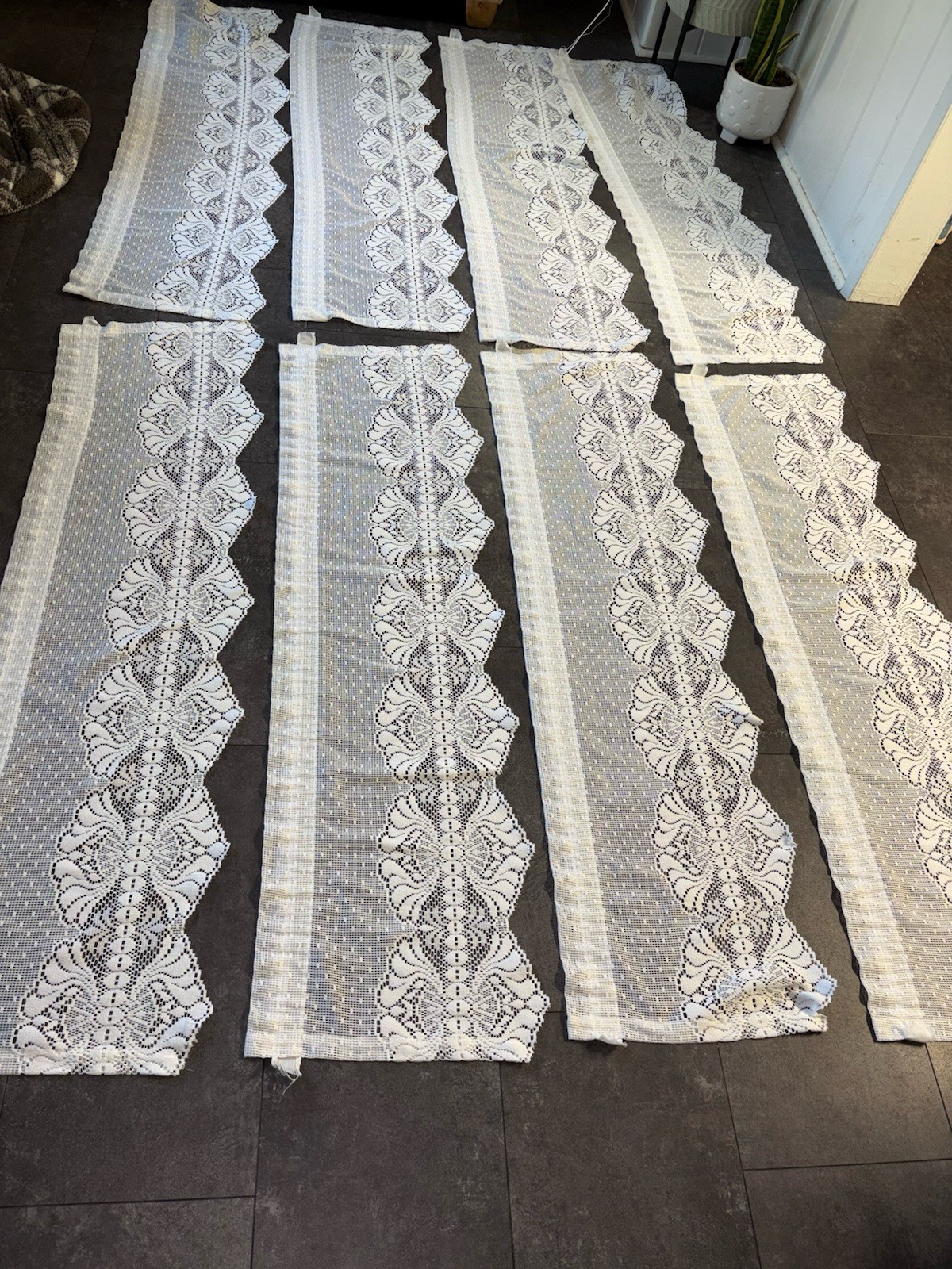 Vintage Sears Lace Scalloped Window Valances Rod Pocket Set Of 8