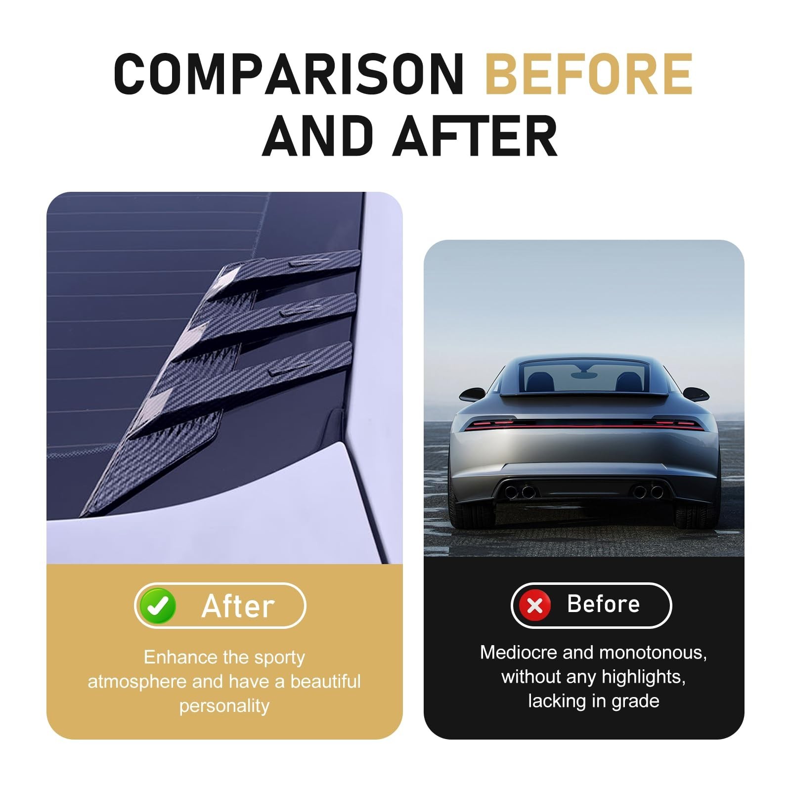 2 PCS Car Rear Windshield Sticker Decoration Accessory, 3D Carbon Fiber Rear …