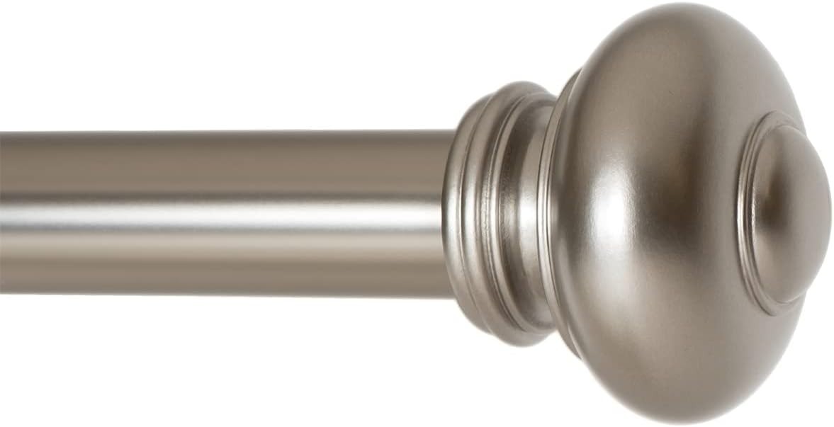 Drapery Window Curtain Rod – Knob Design, 1 Inch Rod, 48 to 86 Inch. Satin Ni…