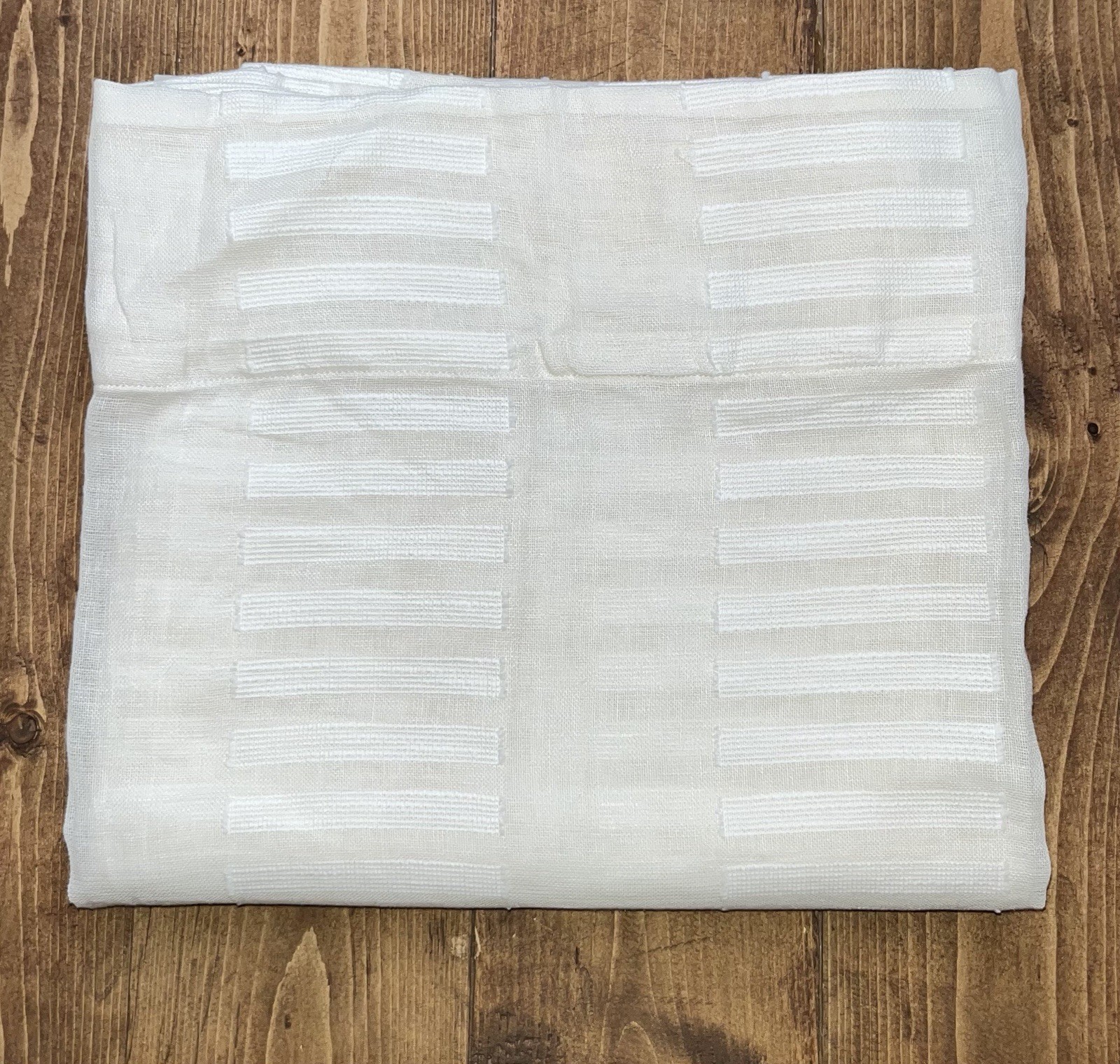 West Elm Linen Cotton Sheer Ladder Curtain 48in W X 96in L – NWOT White