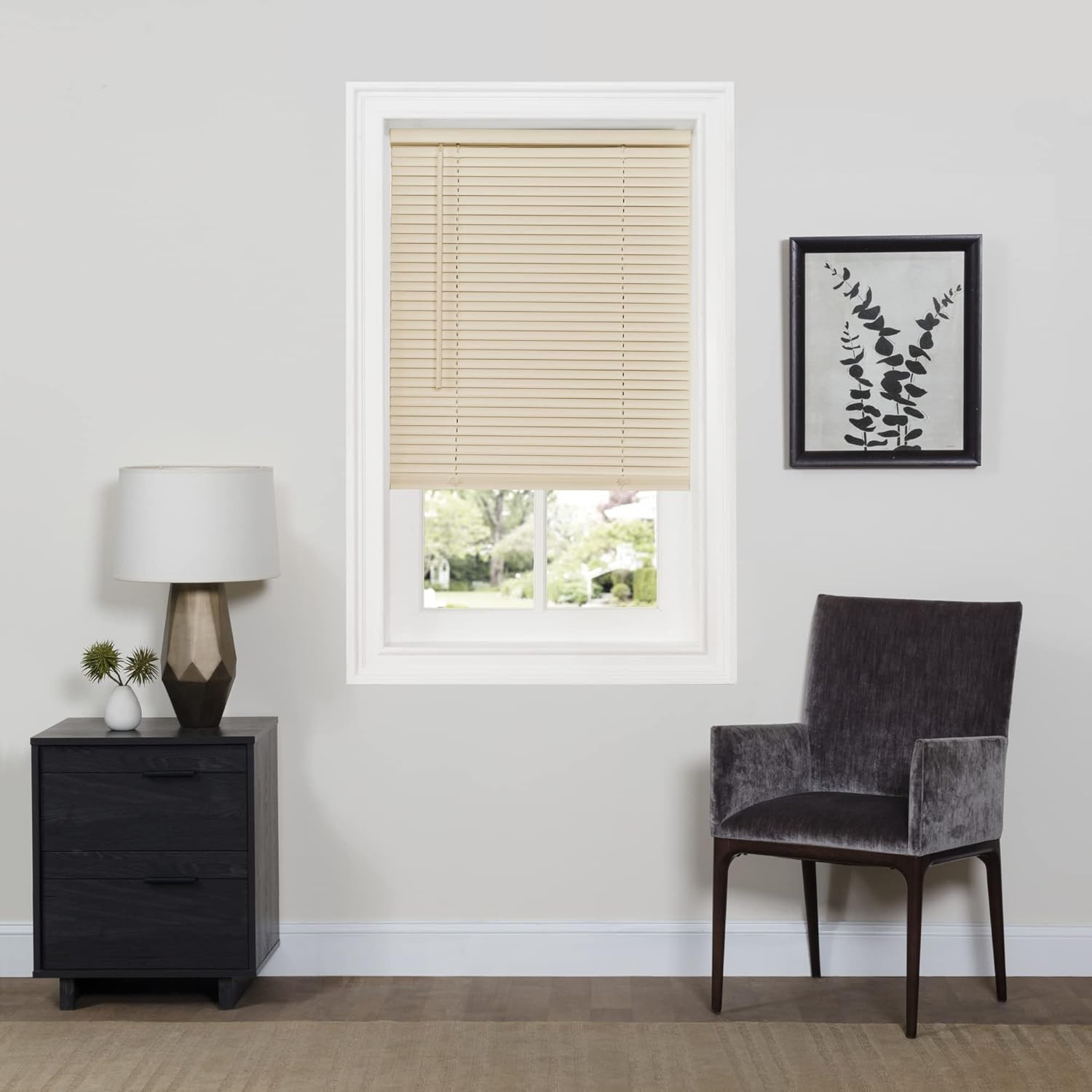 Cordless Room Darkening Mini Blind – 35 Inch Width, 64 Inch Length, 1″ Slat Size