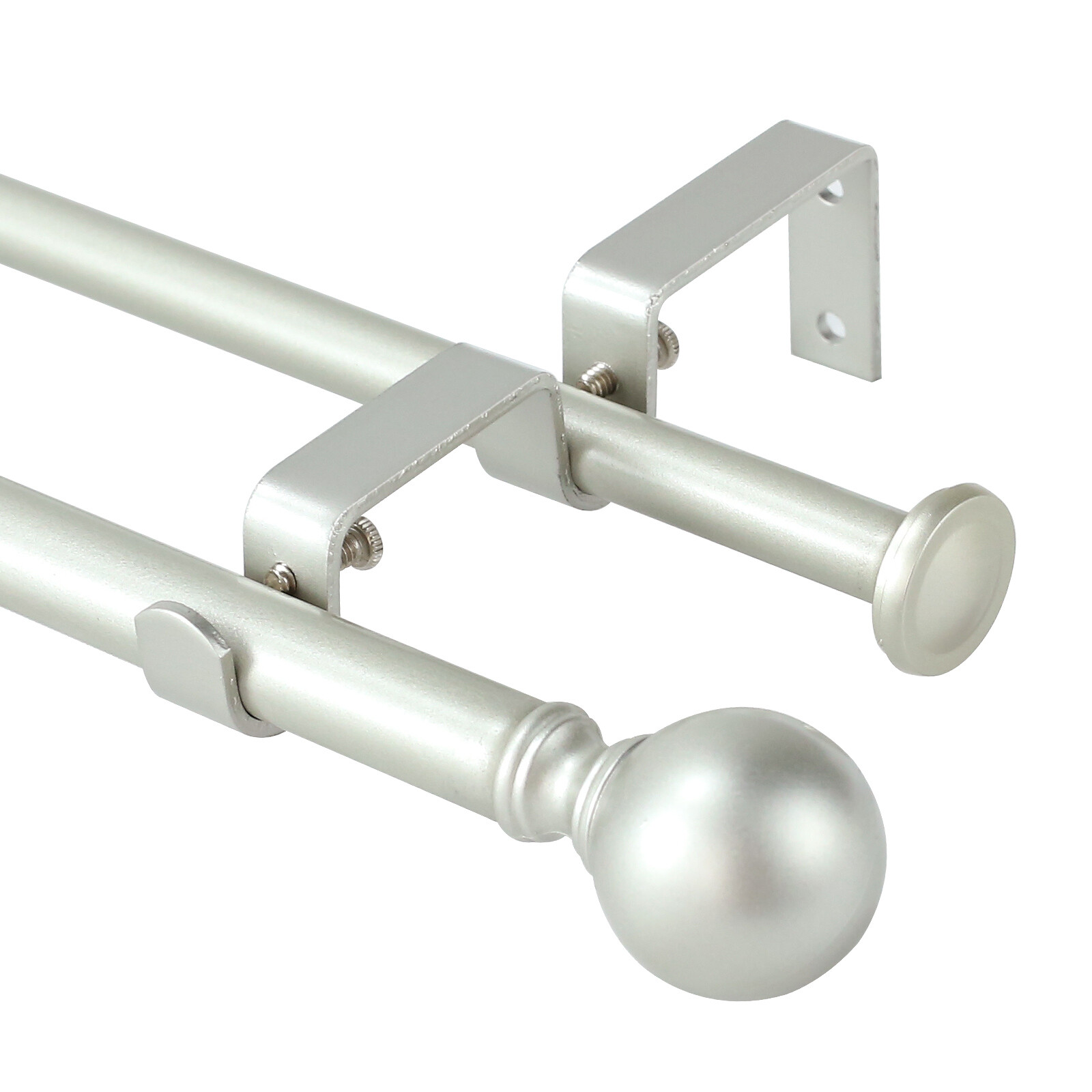 5/8″ Ball Adjustable Double Drapery Curtain Rod Set, 28”-48“/ 48”-84“/ 84”-120”