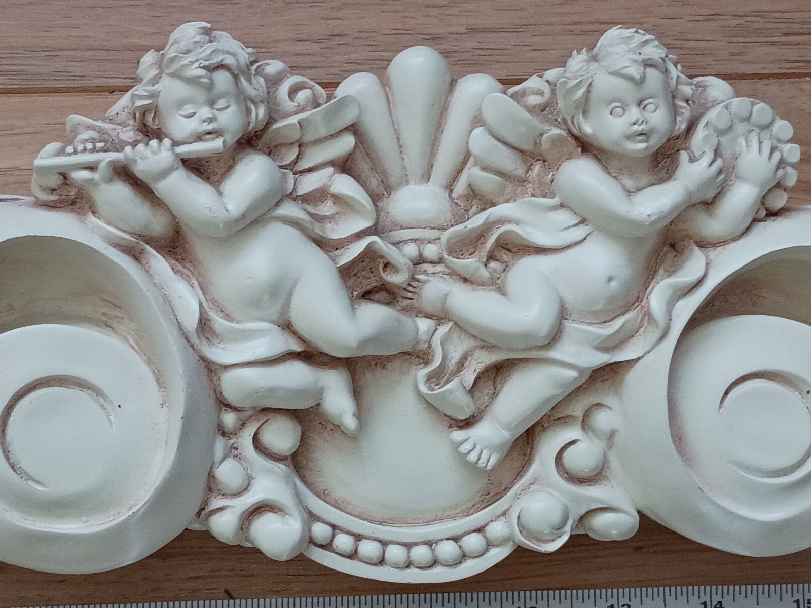 Vintage Cherub Swag 23 Inches Wood Hand Carved Victorian Angels Home Decor 90s.