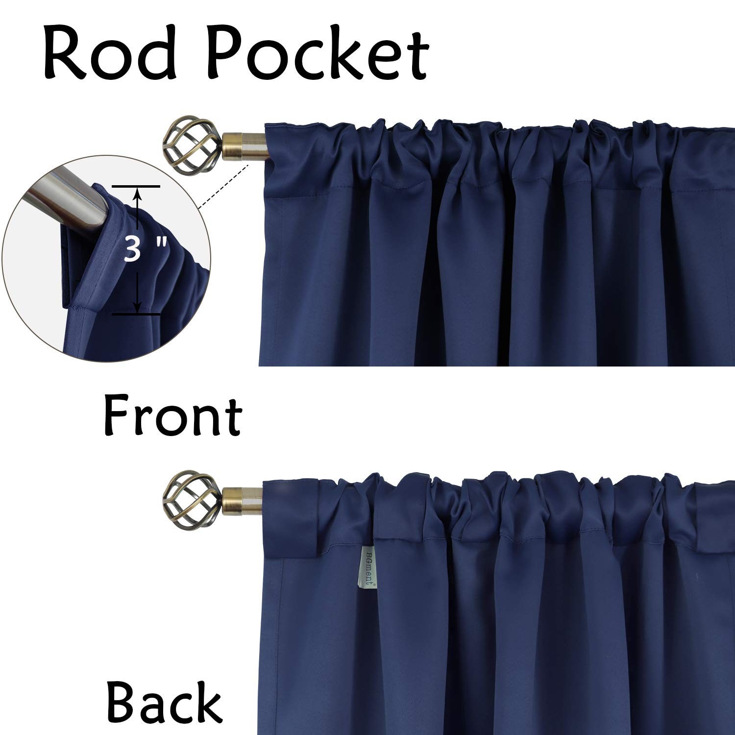 BGment Rod Pocket and Back Tab Blackout Curtains for Bedroom – Thermal Insula…
