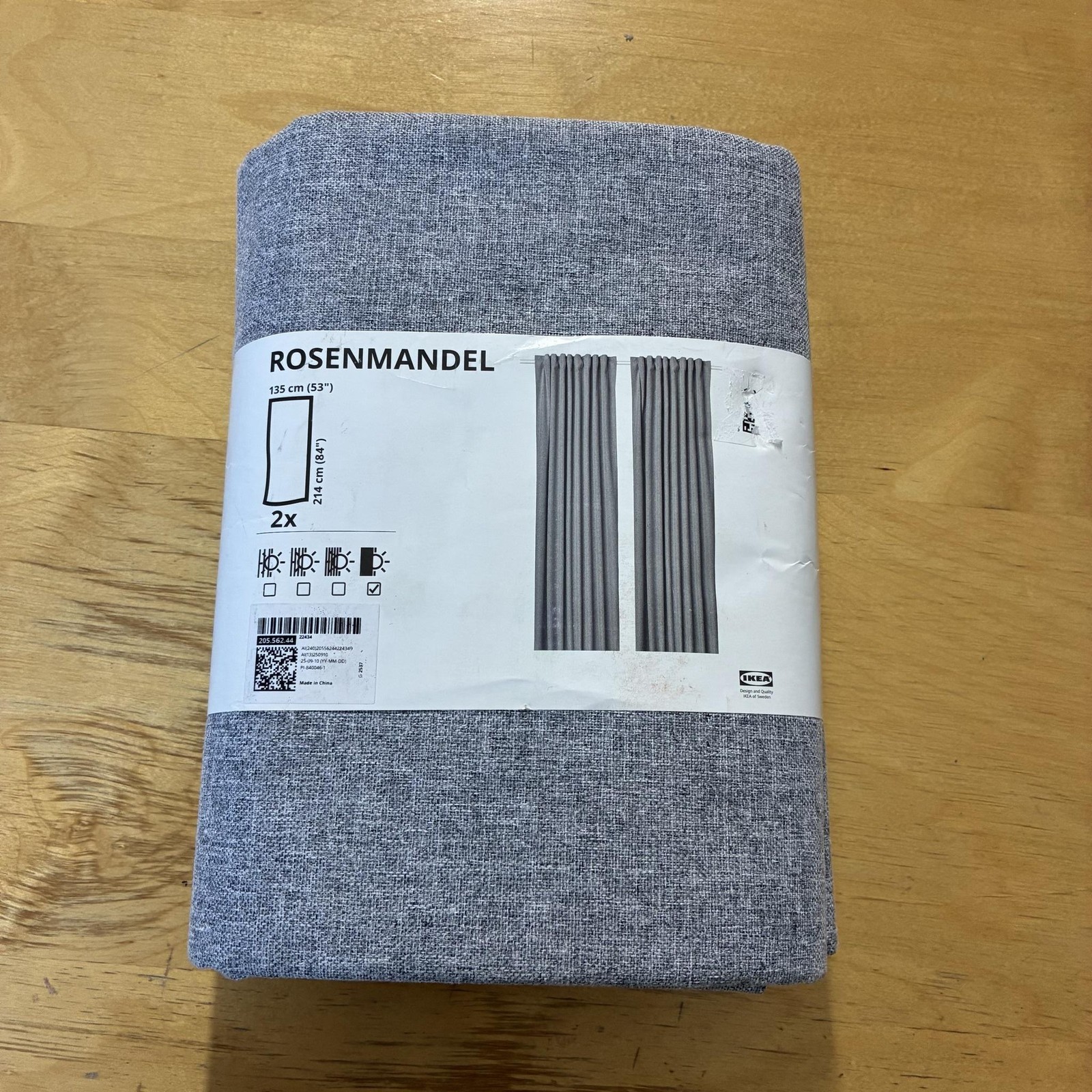 IKEA ROSENMANDEL Gray Blackout Curtain Panels Set Of 2 53×84 Textured Window
