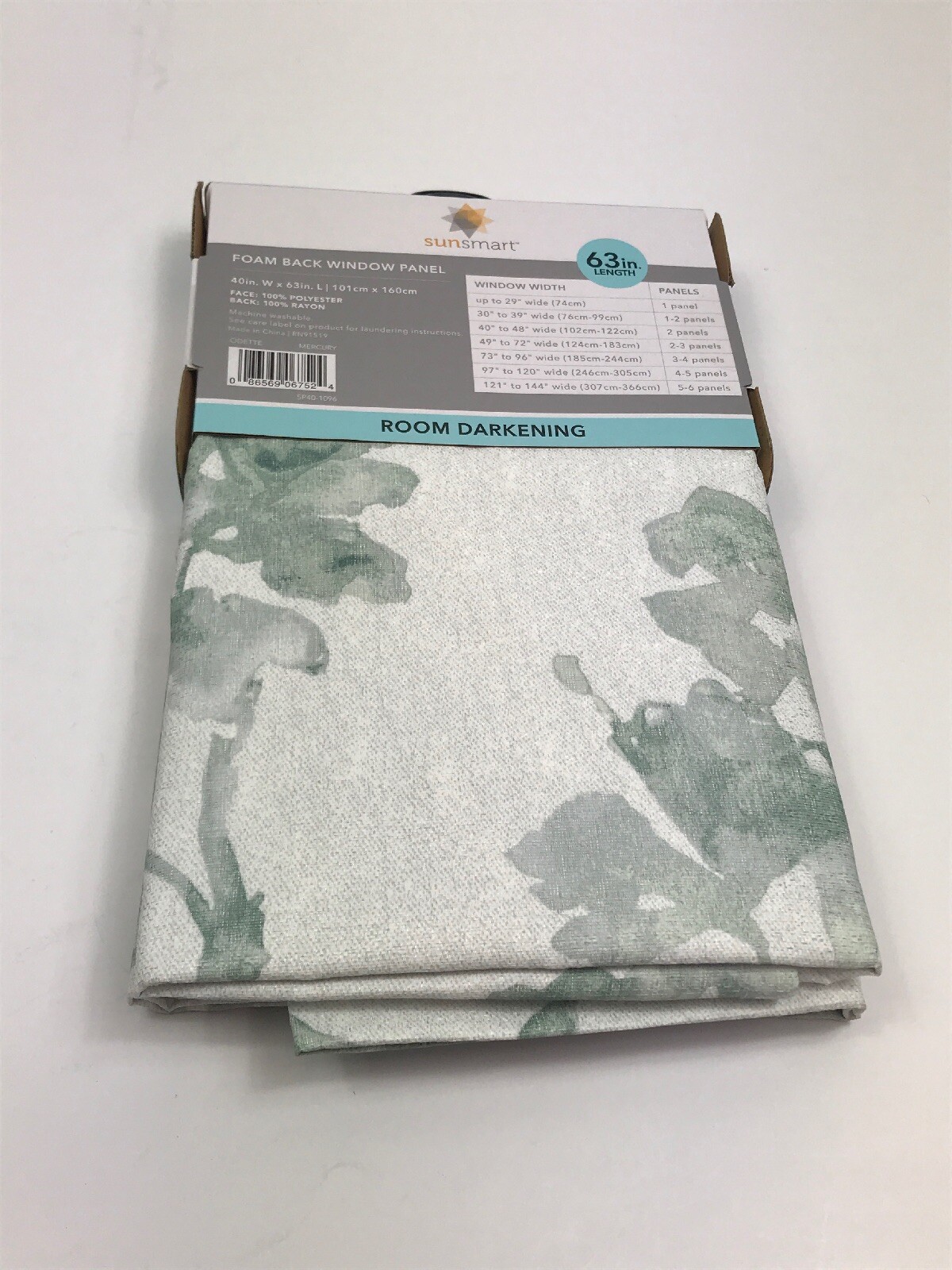 Sunsmart 40” x 63” Window Foam Back Room Darkening Panel Free Shipping