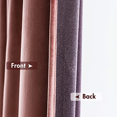 Pink Velvet Curtains Thermal Insulated 52″W x 96″L (Pack of 2) Dusty Rose