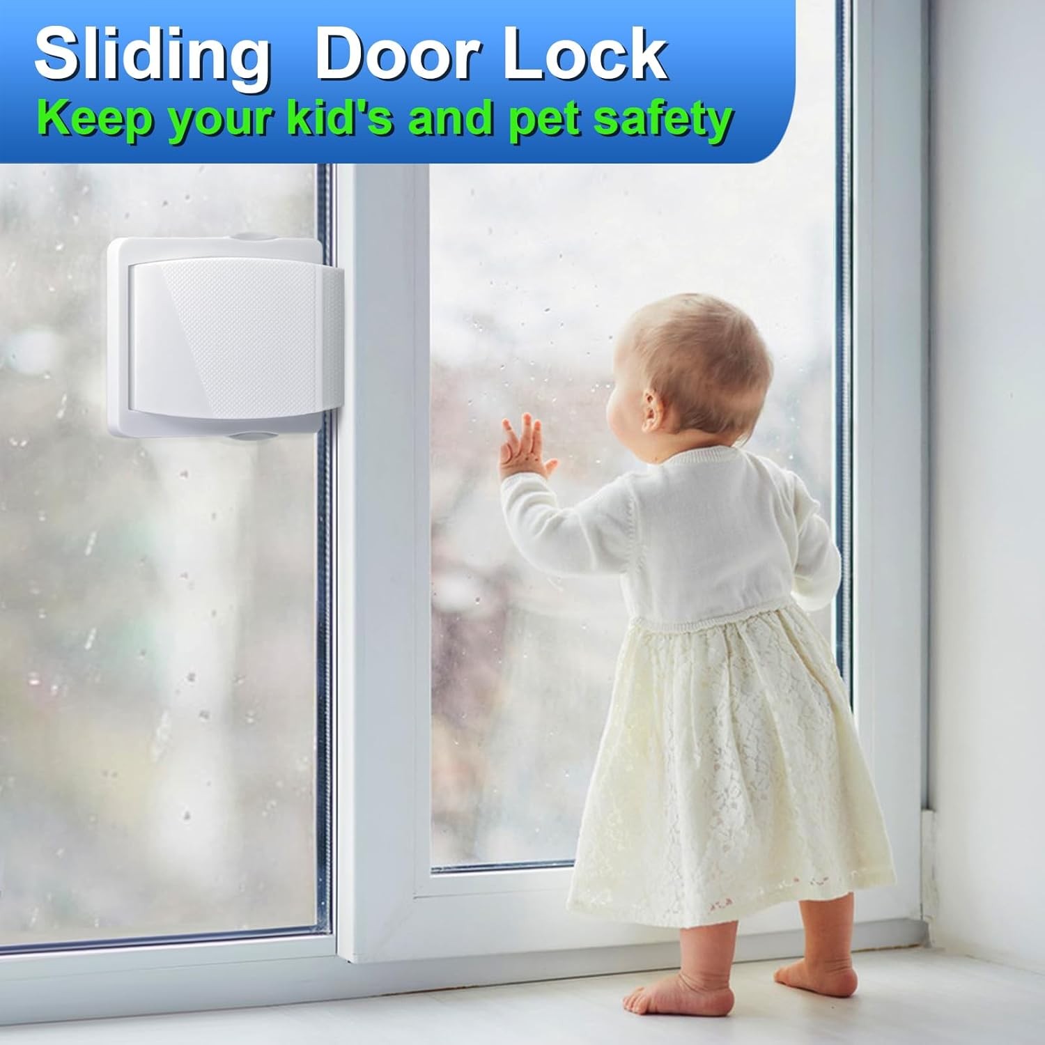Sliding Door Lock, 2 Pack Child Safety Sliding Glass Door Lock for Sliding Glass