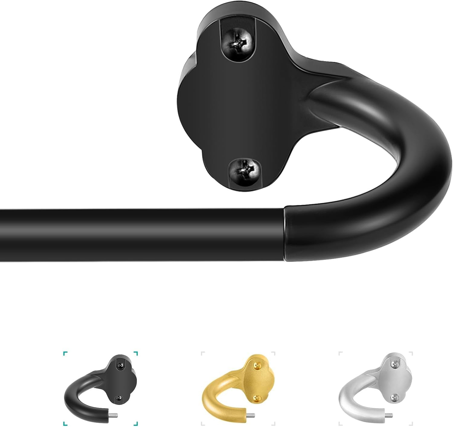 Wrap Around Curtain Rods,Black Curtain Rods 28 to 48 Inch 5/8 Inch Adjustable