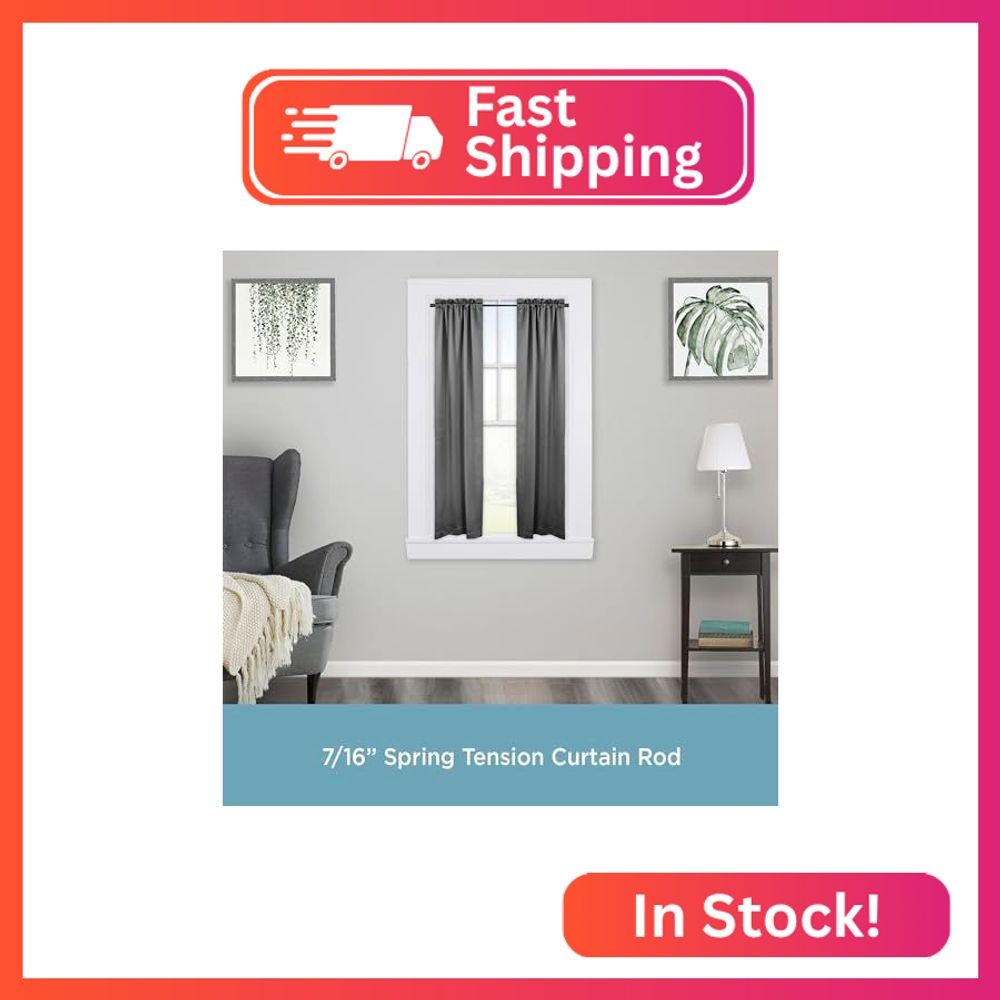 Kenney KN631/5 Strafford Spring Tension Rod, 28 inches to 48 inches, Black