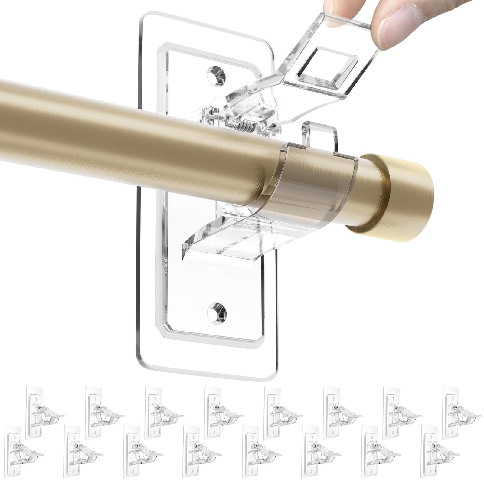 16 Pack No Drill Curtain Rod Brackets, Holding Up to 17 lbs, PET Curtain Rod …