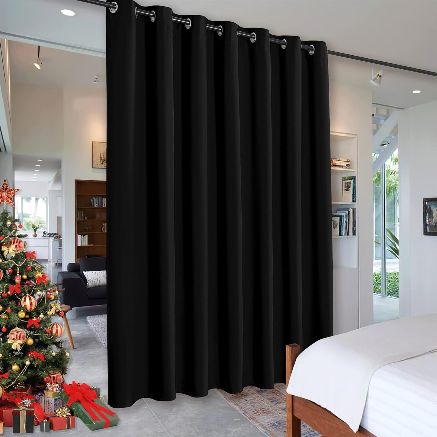 Black Extra Long Soundproof Curtains for Home Theater & Large Windows 8.3x12ft