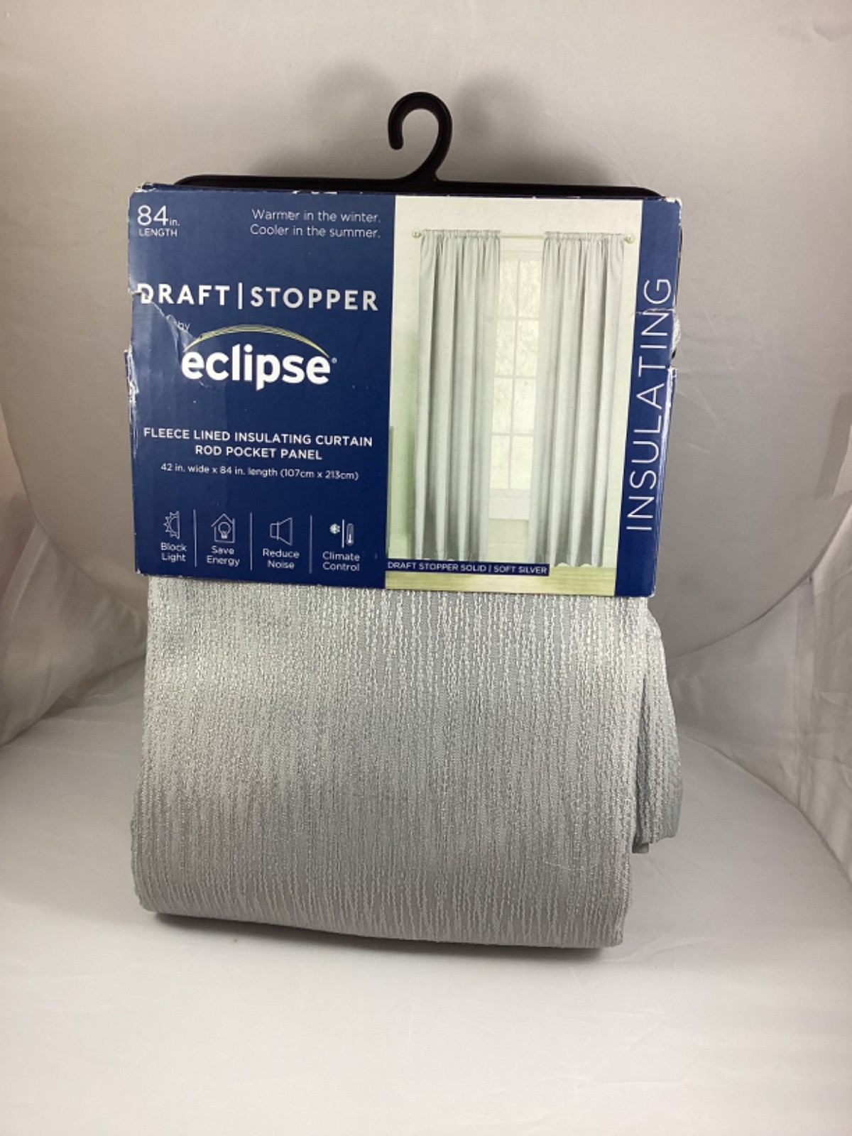 Eclipse Draft Stopper Fleece Lined Insulated Rod Pocket (1) Panel 84X42 Gray