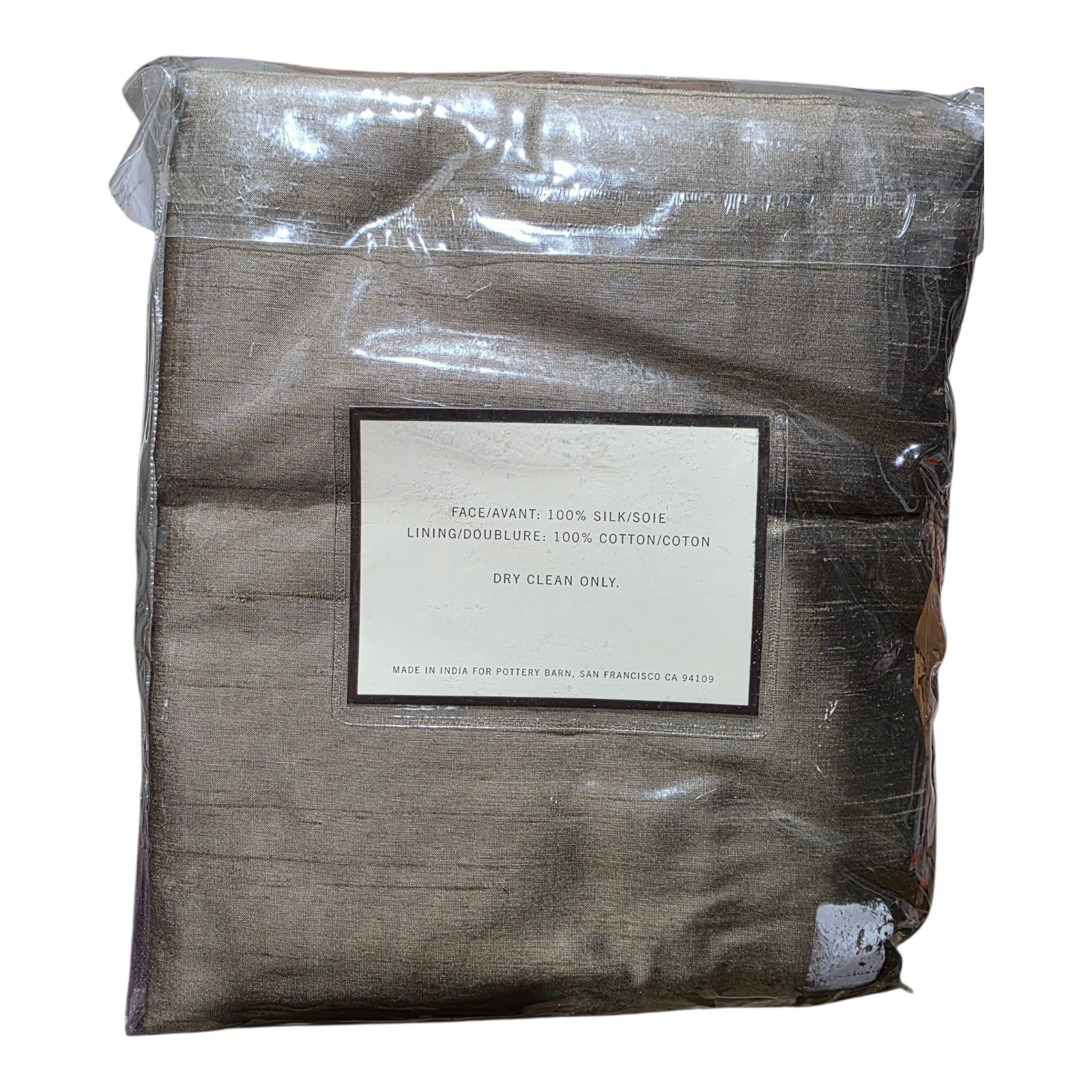 NEW! Pottery Barn Olive Green Silk Drape Rideau 50″ x 84″ Pole Pocket MSRP $109