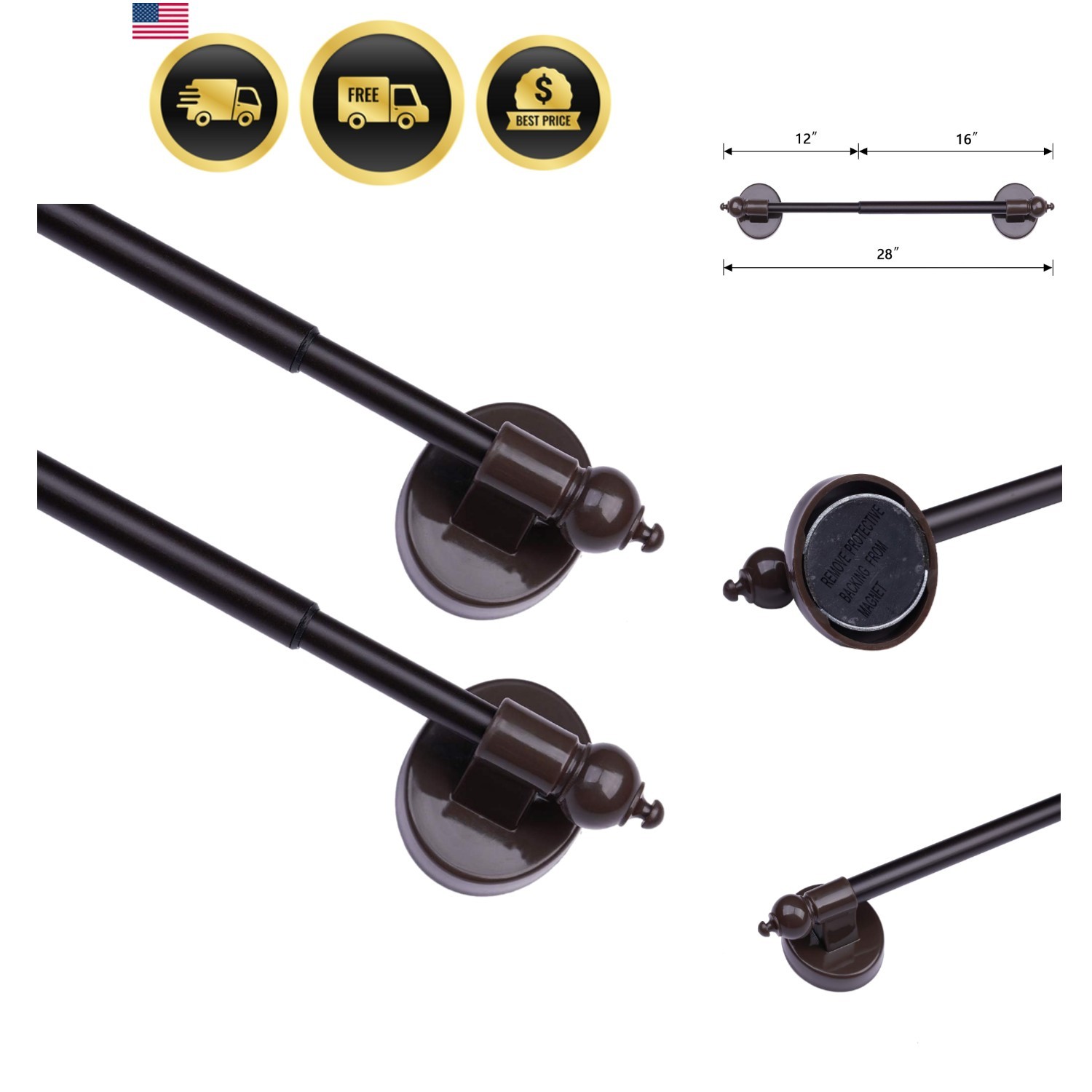 Magnetic Curtain Rods for Metal Doors and Window, Multi-Use Adjustable Applia…