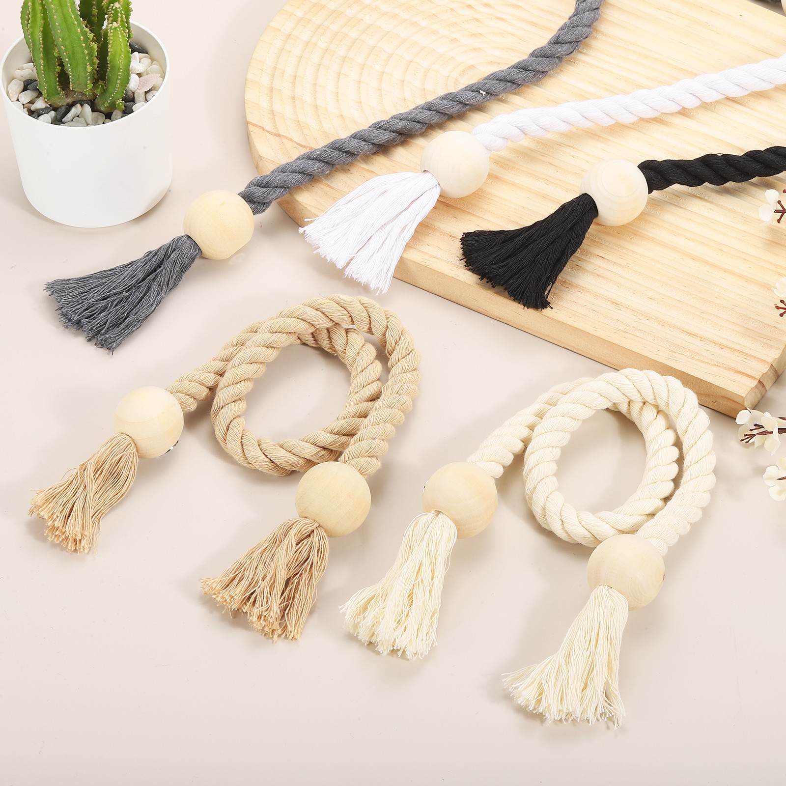 6 Pack Magnetic Curtain Tiebacks 55cm/21.65″ Curtain Holdbacks Beige