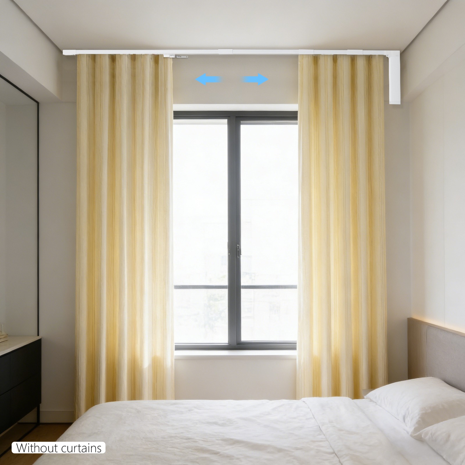 Motorized Curtain Track w/ Adjustable Length 120-620cm,Electric Curtain Track