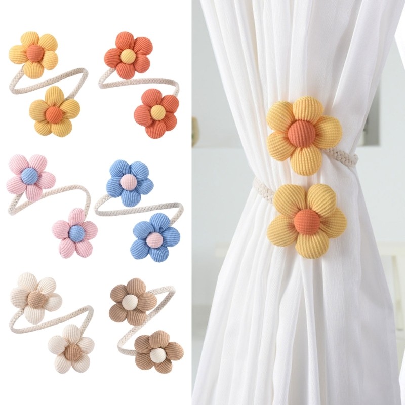 Cute Flower Curtain Ties Decorative Holdbacks Clip for Bedroom Window Drape 4Pcs
