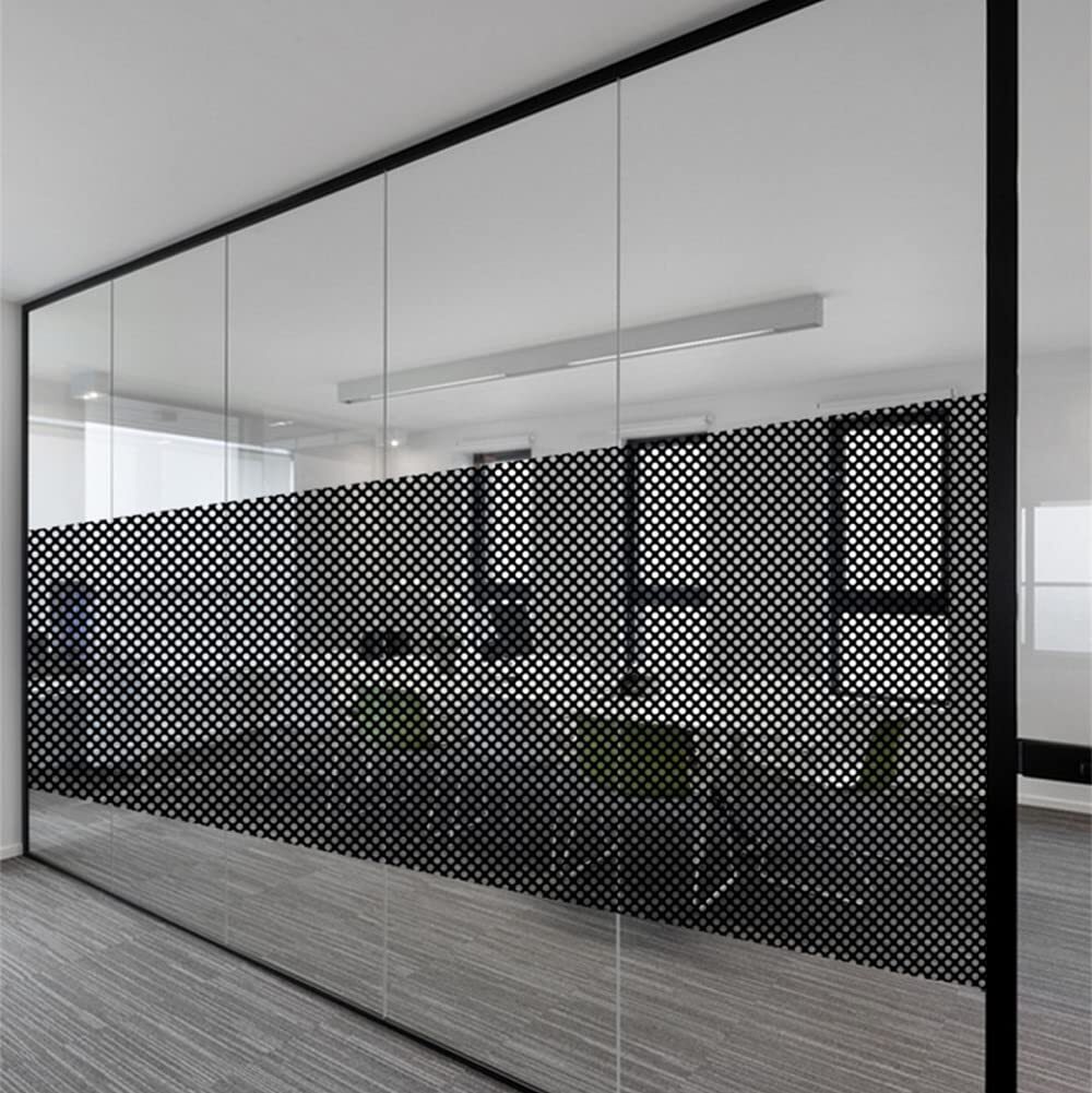Oneway Perforated Black Vinyl Privacy Window Film Electrostatic Adhesive Glass W