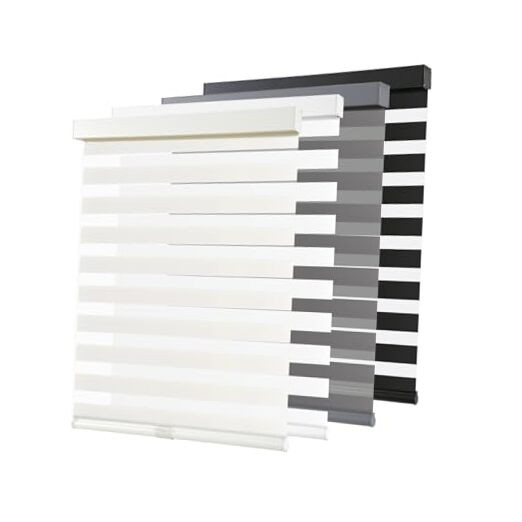 Cordless Zebra Blinds for Windows Pull Down Roller Window 20″W x 72″H Beige