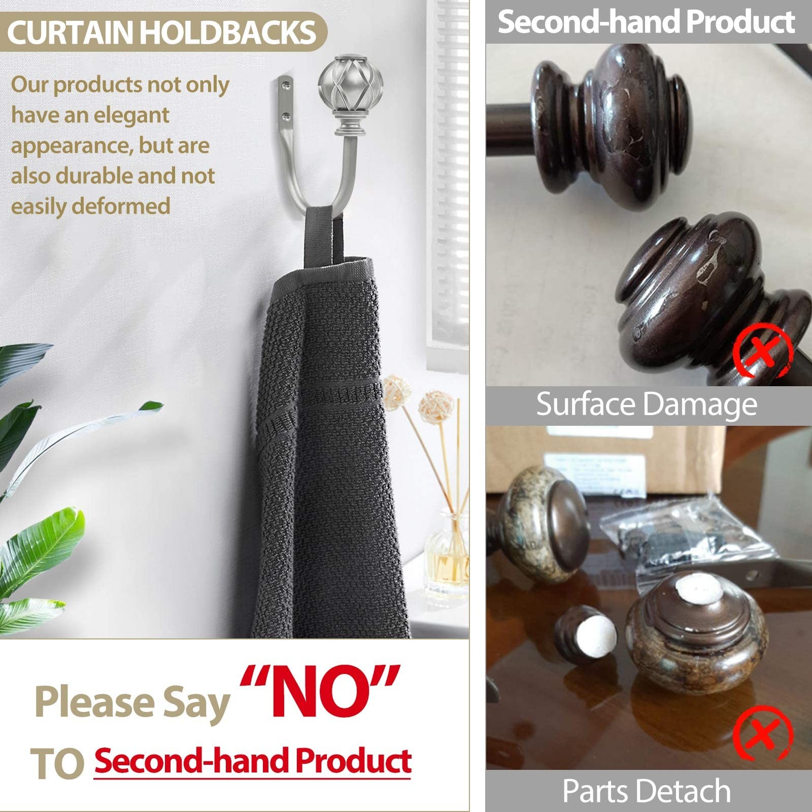 Decorative Curtain Drapery Holdbacks, Curtain Tiebacks Hooks with Screws Wall Mo