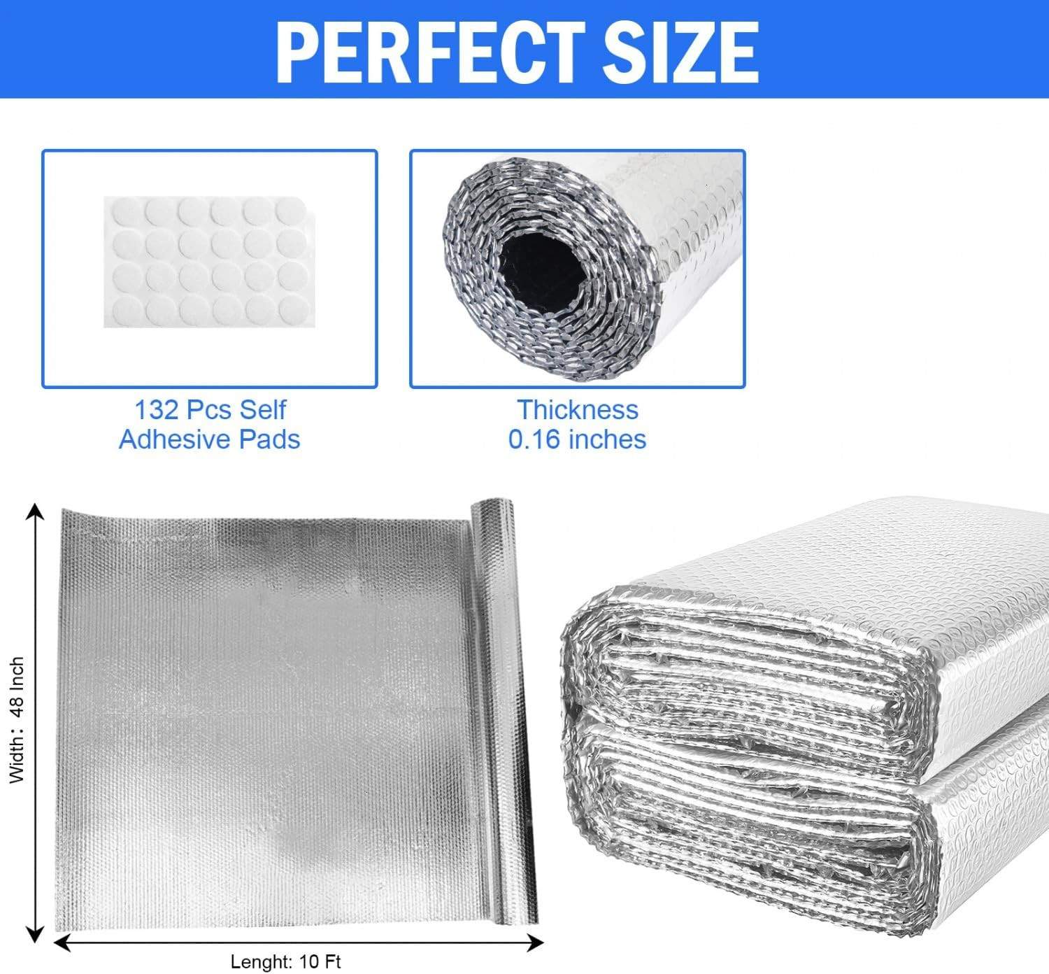 YoleShy Double Reflective Insulation 48 in X 10 FT RV Window Insulation for Summ