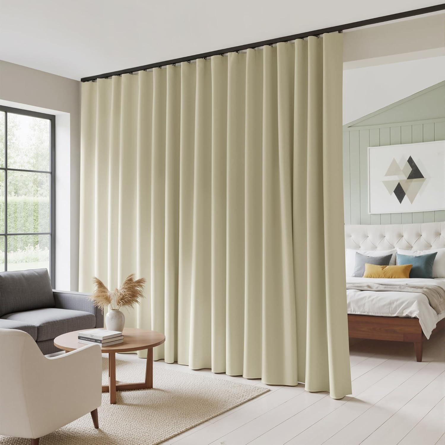 Light Beige 100% Blackout Curtain for Sliding Doors, Thermal Insulated, 1 Panel