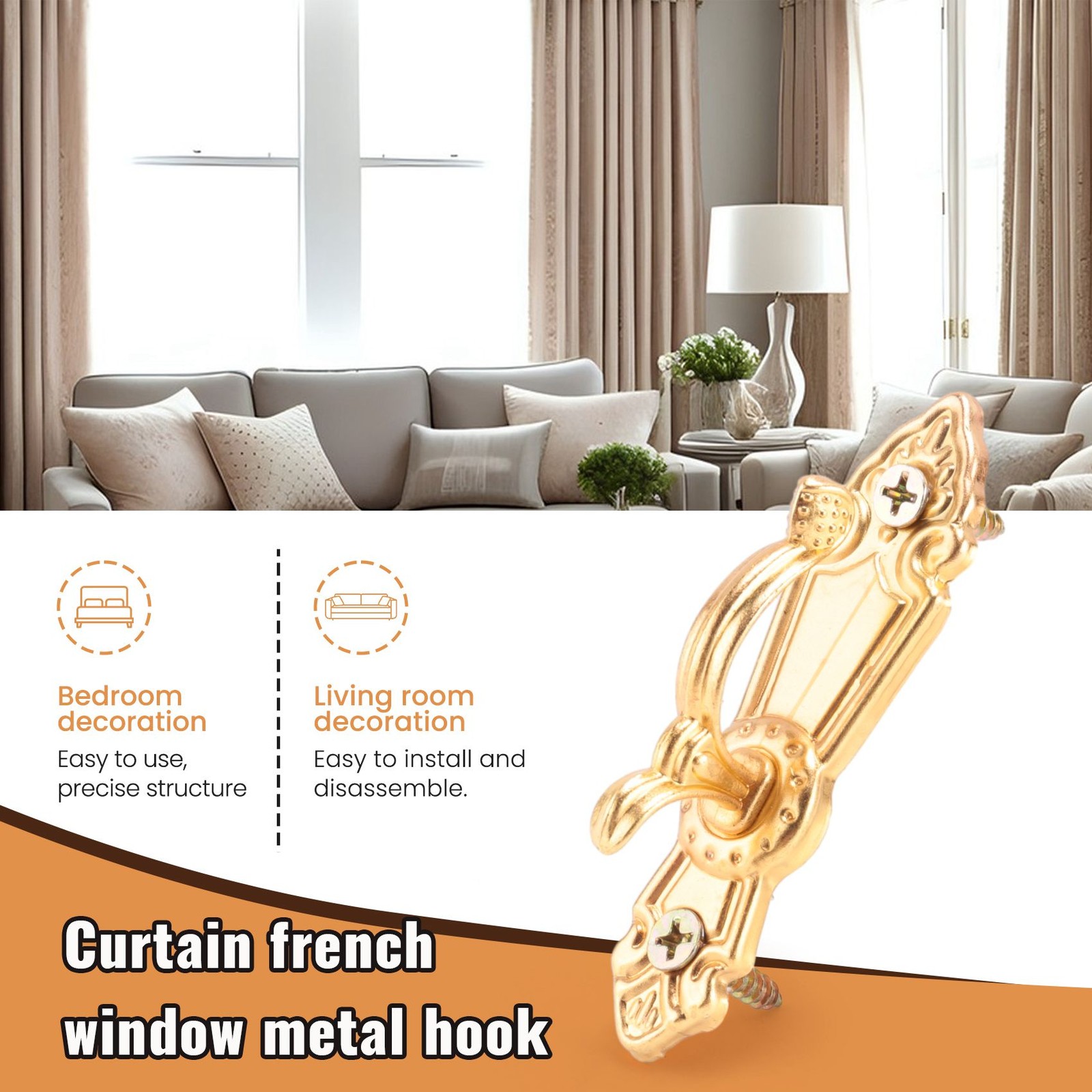 Screw Mount Curtain Tassel Tie Back tieback Wall Hooks 2PCS D6K59980