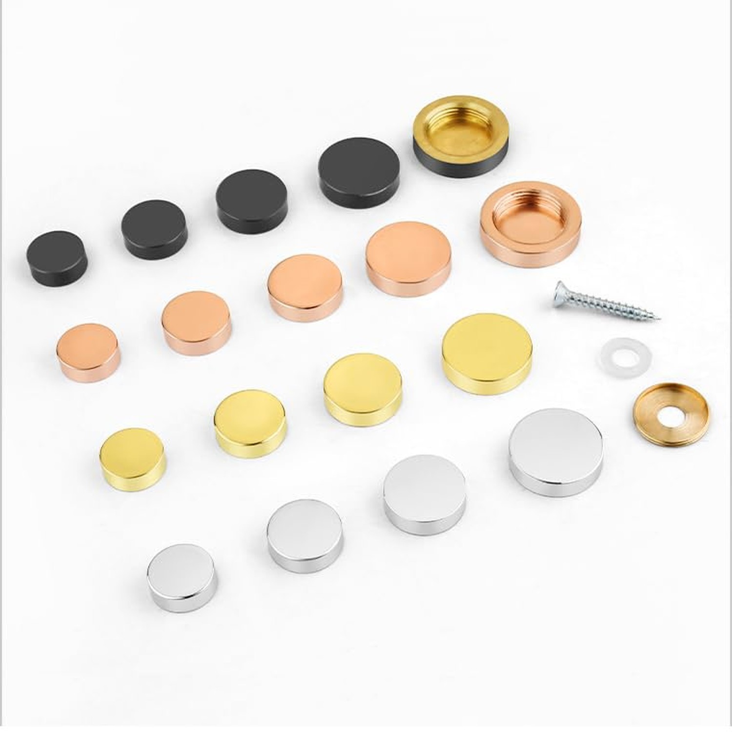 24 Sets Mirror Screw, 10mm Decorative Brass Cap Chrome Covers Brushed Polishe…