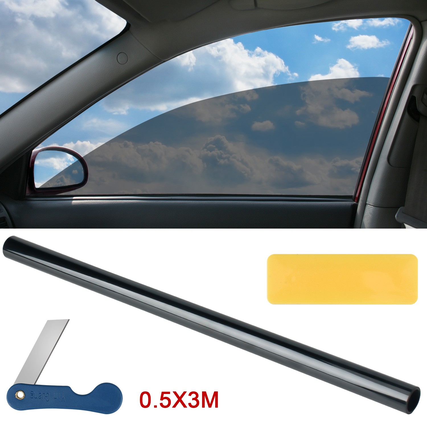 Window Tint Film for Cars 35% VLT, 0.5X3M, Sun&Glare Protection UV Heat Blocking