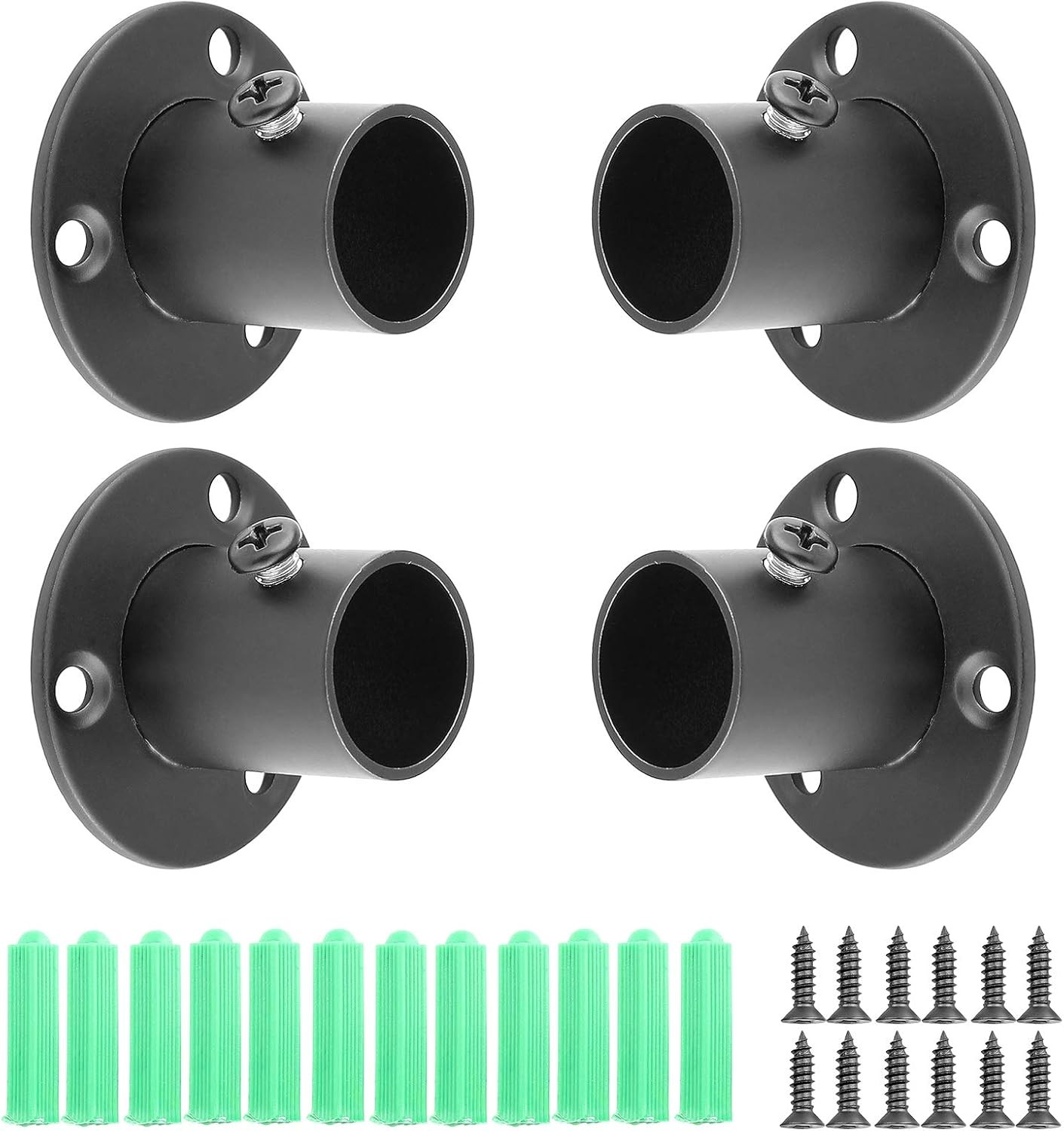 Stainless Steel Curtain Rod Holders, 4 Packs 0.75″ Durable Closet Curtain Rod