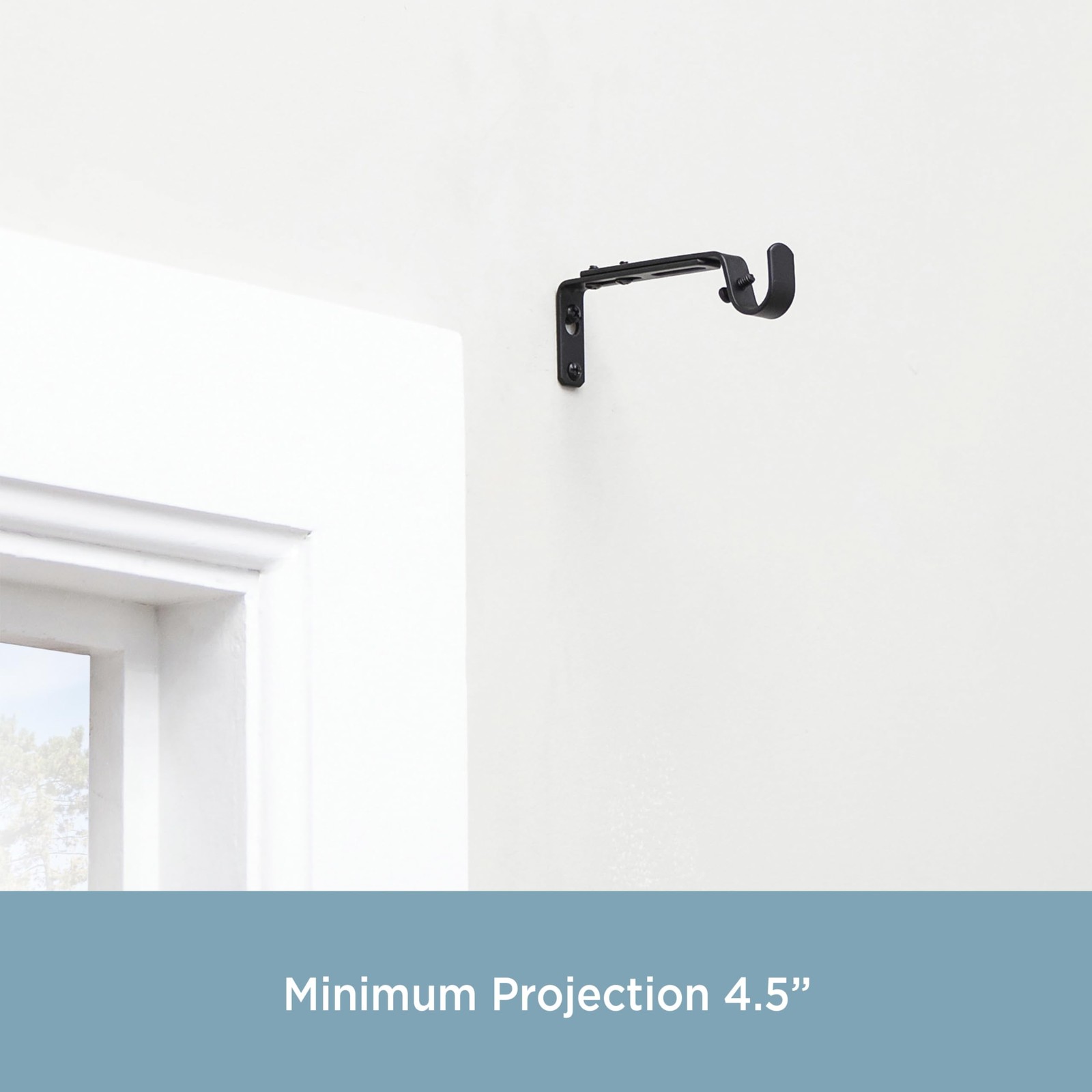 Adjustable Black Curtain Rod Brackets 2-Pack for Home Decor