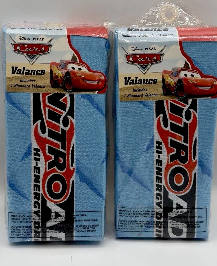 Disney Pixar CARS Window Valance Fits Standard Window 16 x 84 Inches 2 VALANCES