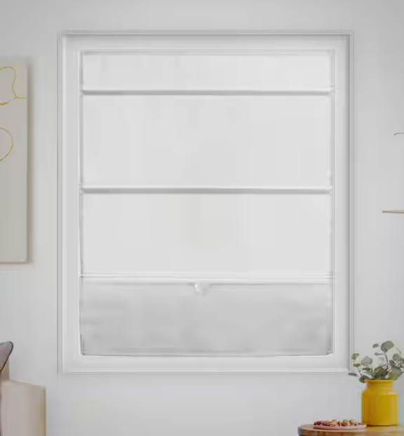 Grey Cordless Light Filtering Magnetic Fabric Roman Shade 33 in. W x 64 in. L