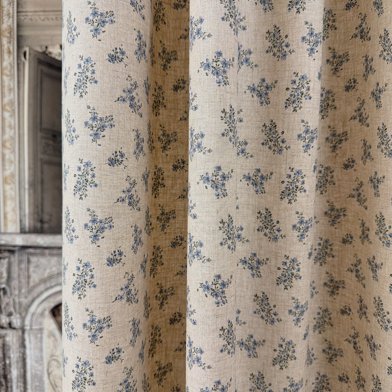 Handcrafted Floral Curtains Linen Blend Petite Botanical Custom Drapery Panels