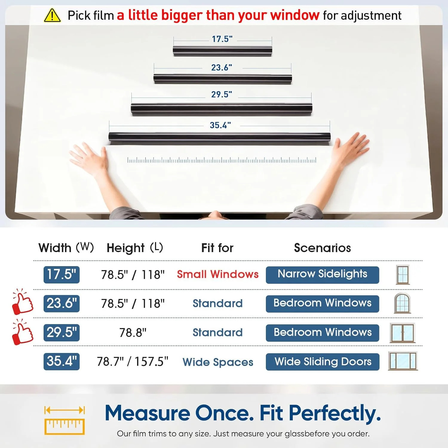 SUNBABY Window Tint for Home, One Way Privacy Film Heat & UV Blocking, Static Cl