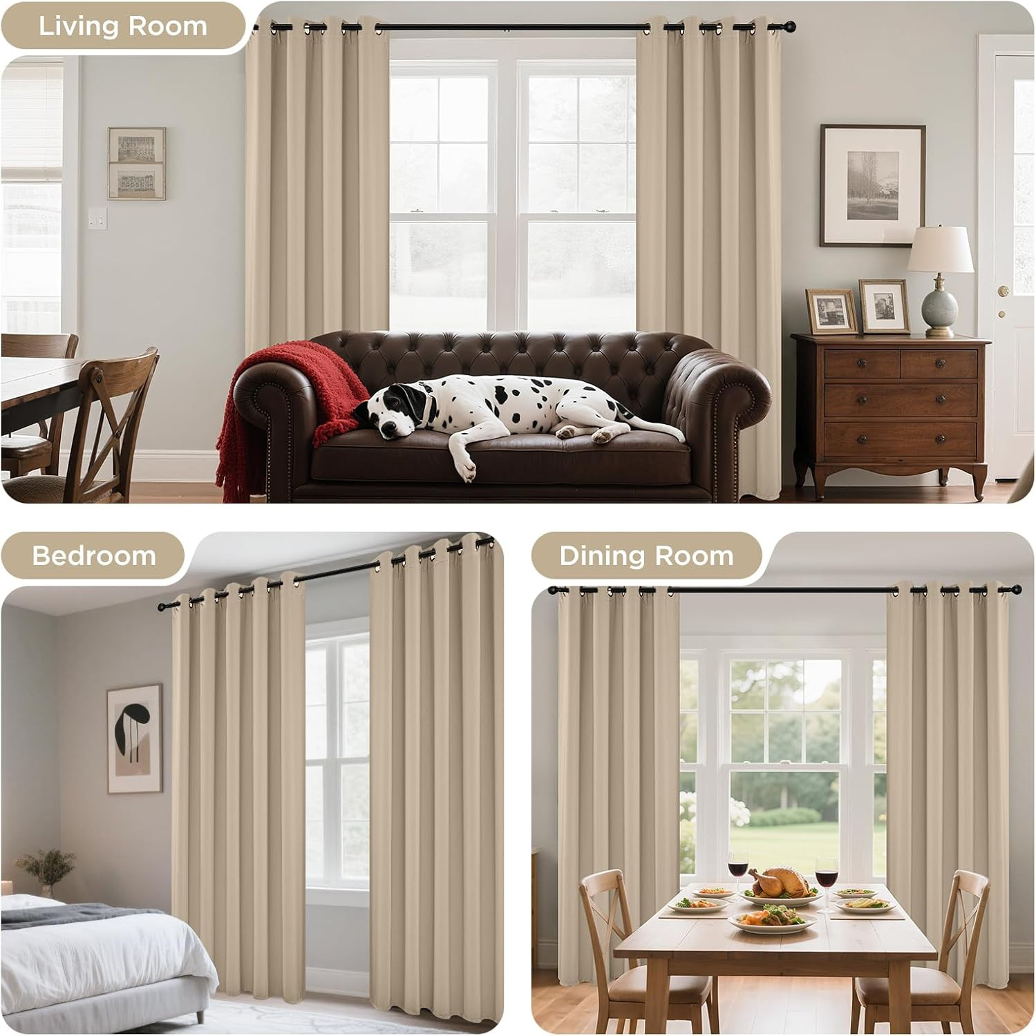 Blackout Curtains 72 Inch Length 2 Panels Set, Thermal Insulated Long Curtains&