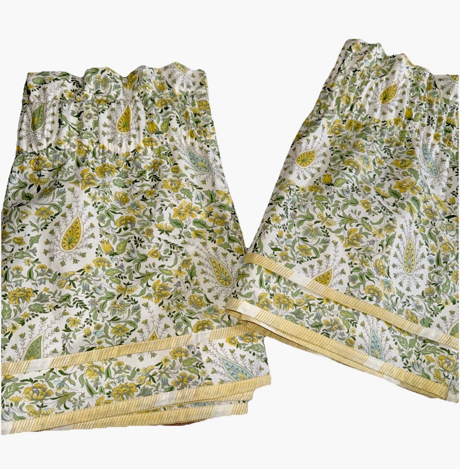 Waverly Paisley Verveine Cottage Green Floral Valances Set Of 2 50×18” Each