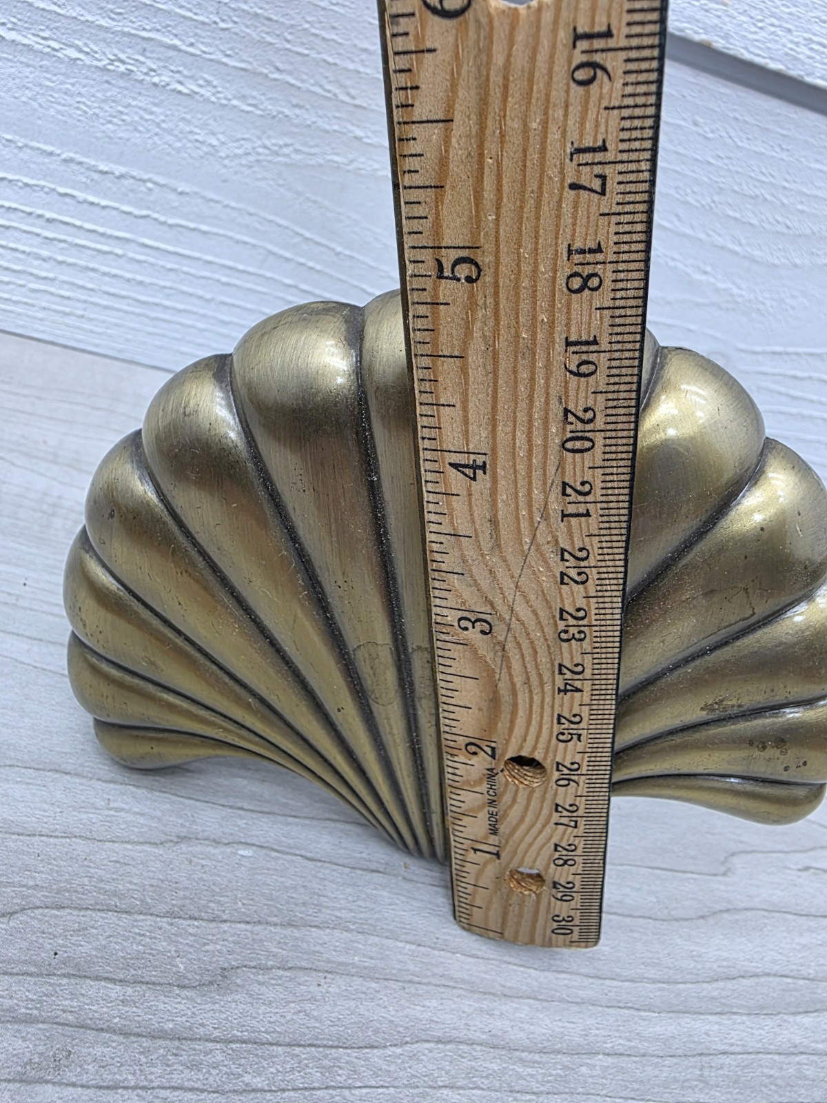 Vintage Brass Shell Curtain Tieback Hook Regency Beach Drape Tie Back