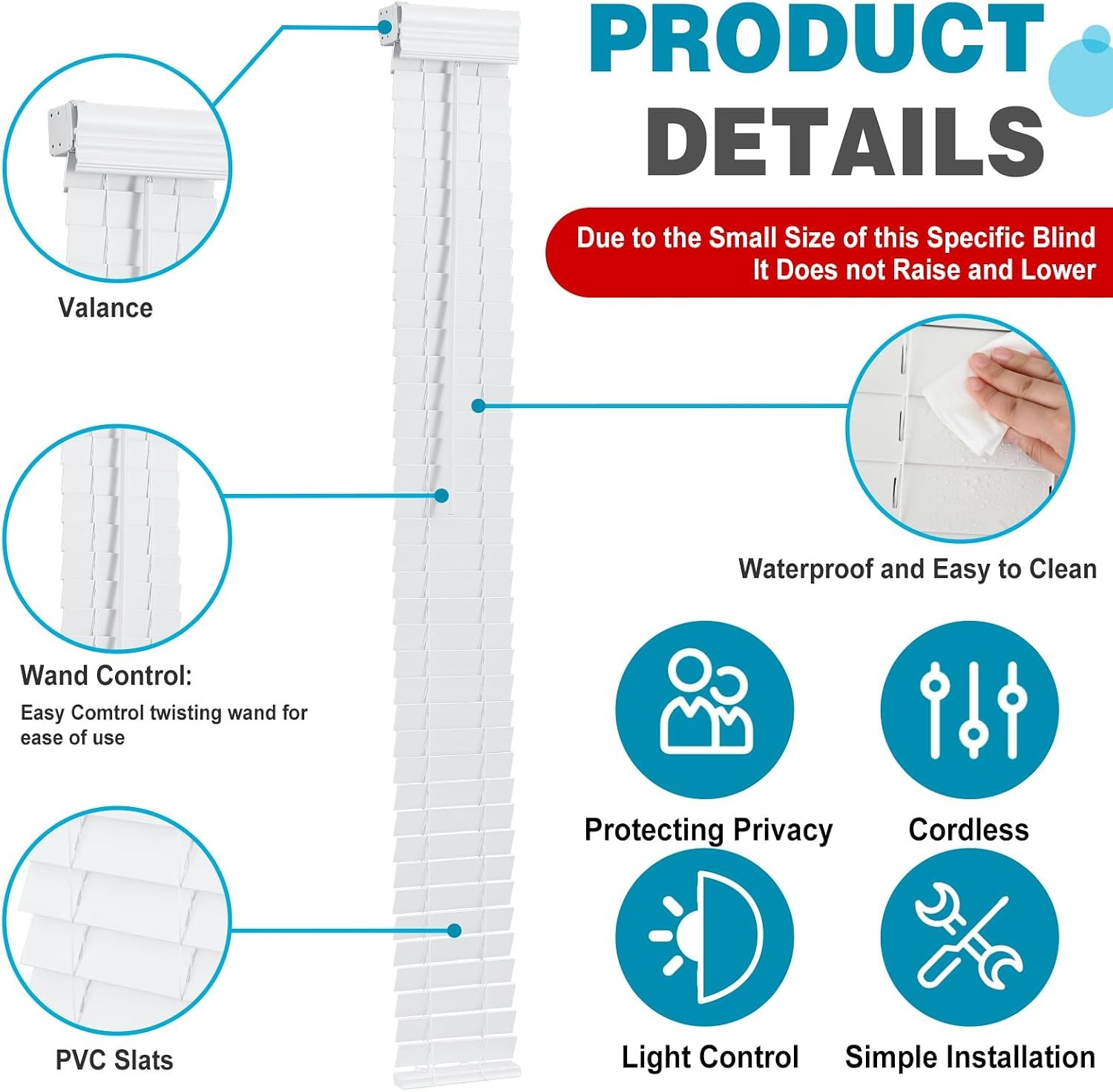 2 Pack 8.5” x 72” Cordless Sidelight Blinds 2” Horizontal White Faux Wood