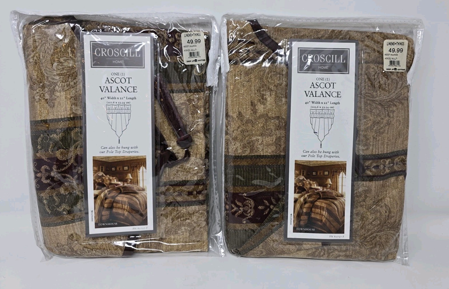 Croscill Ascot Valances Townhouse 40″ X 21″ (Set Of 2) NOS